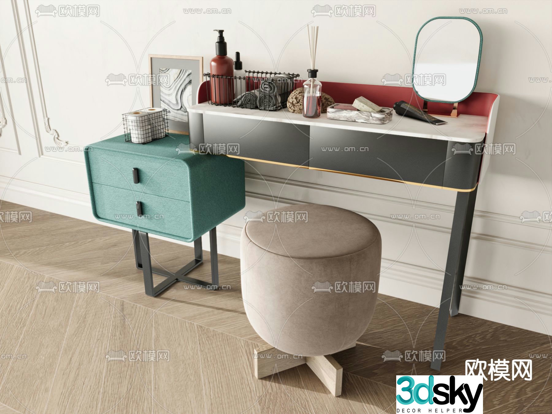 Light luxury dressing table 3D model