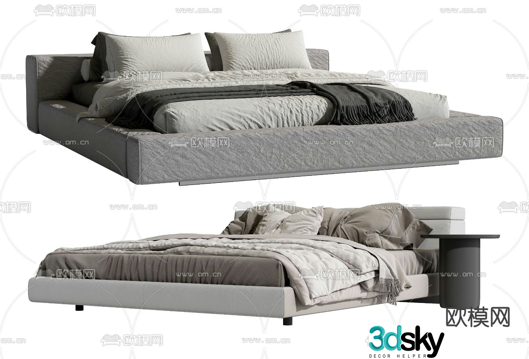 Modern double bed 3d model