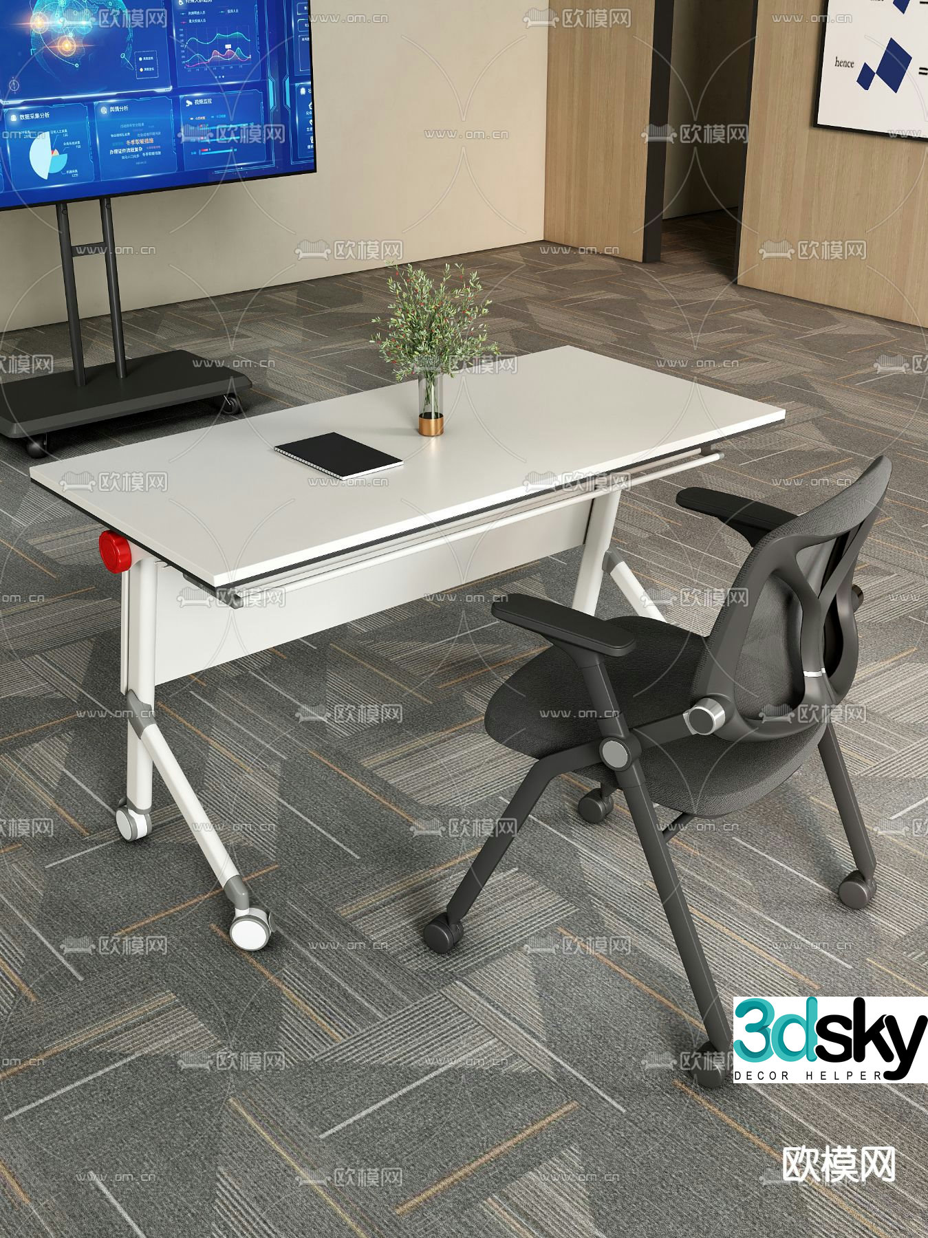 desk work station training table 3d model