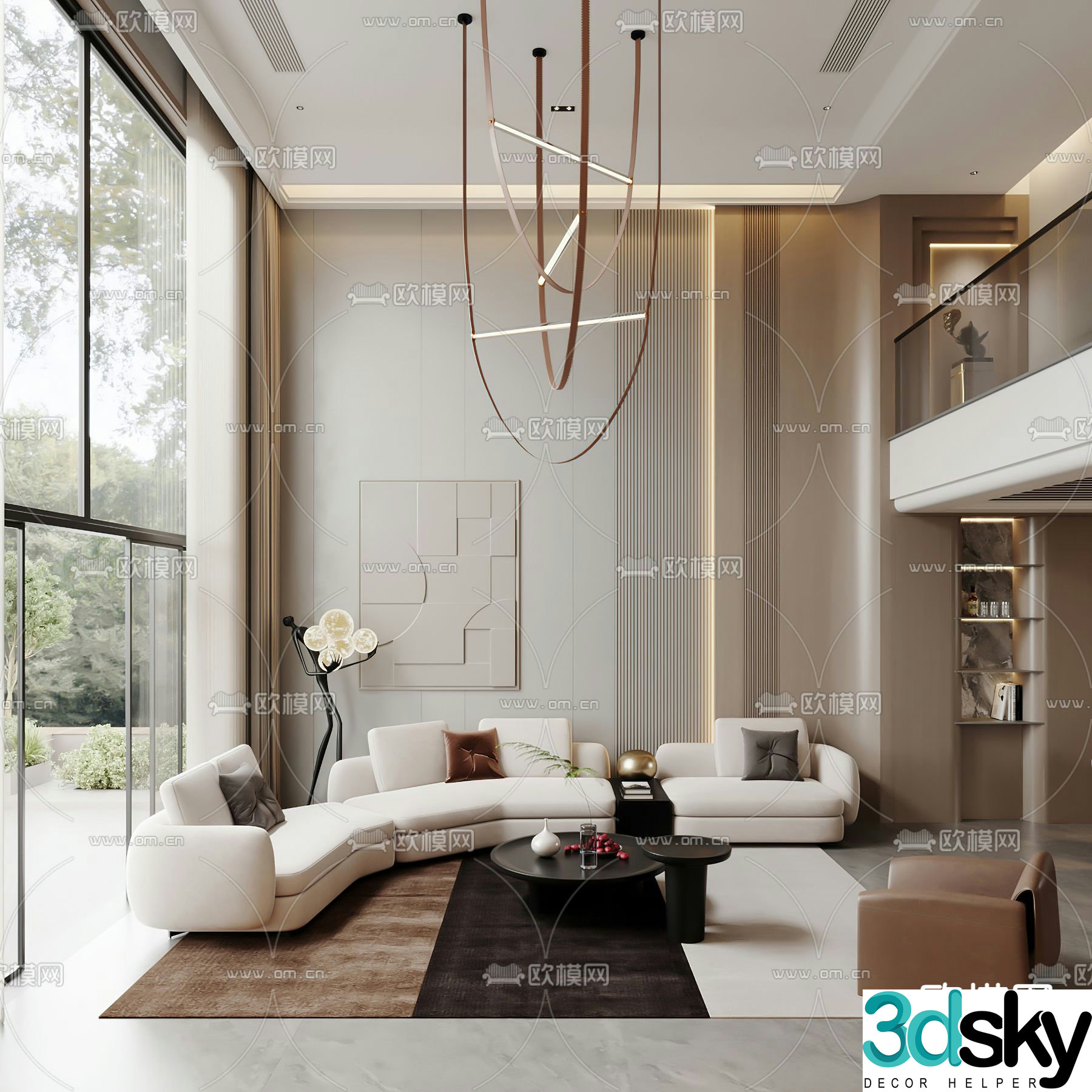 Villa living room villa hollow 3d model