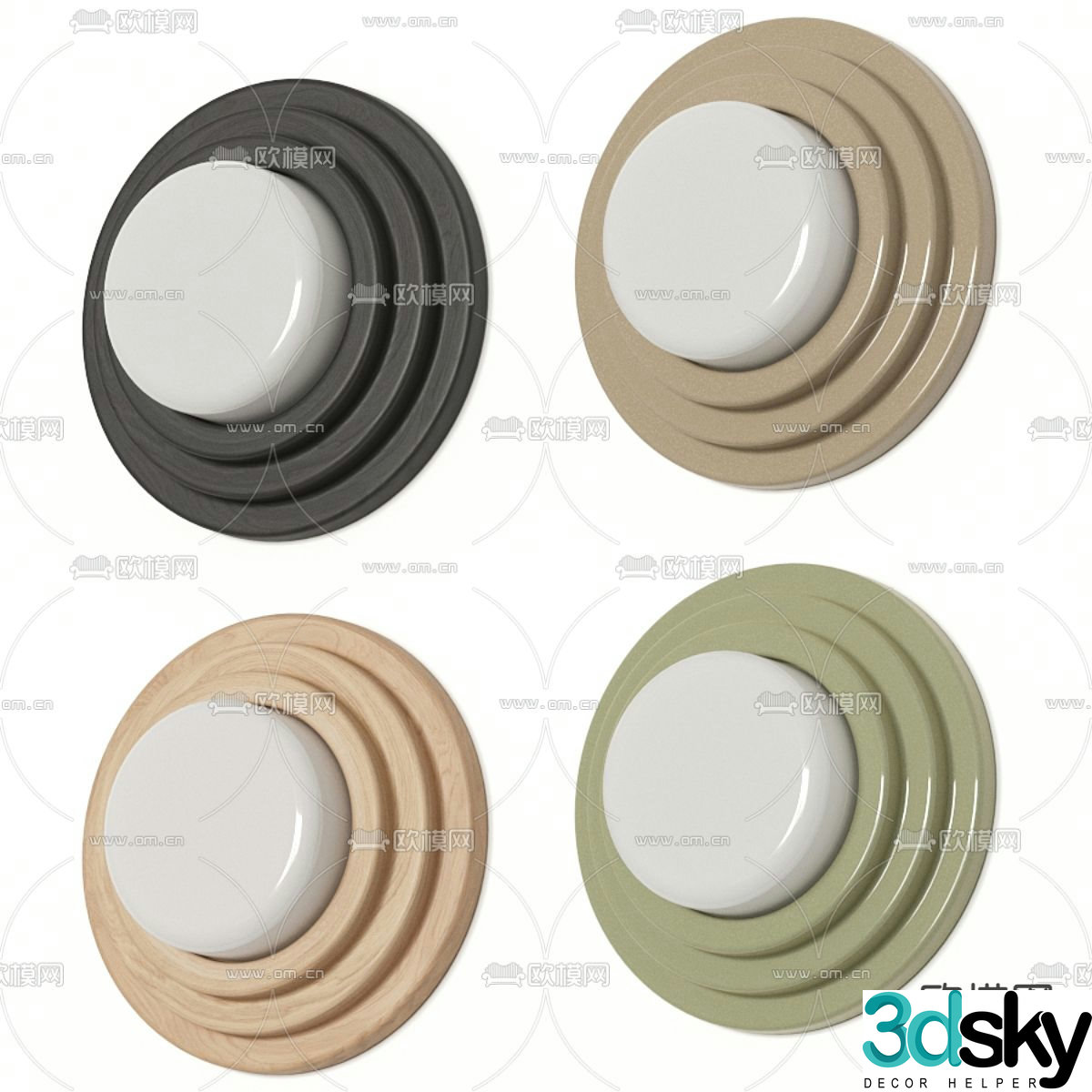 3D model of circular wall lamp