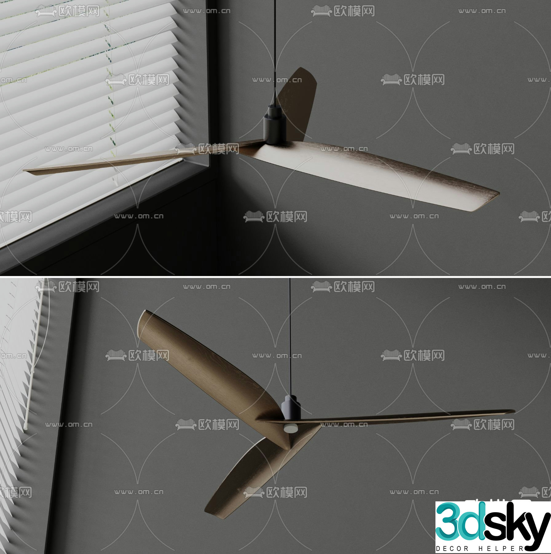 Kubu ceiling fan light fan chandelier 3d model