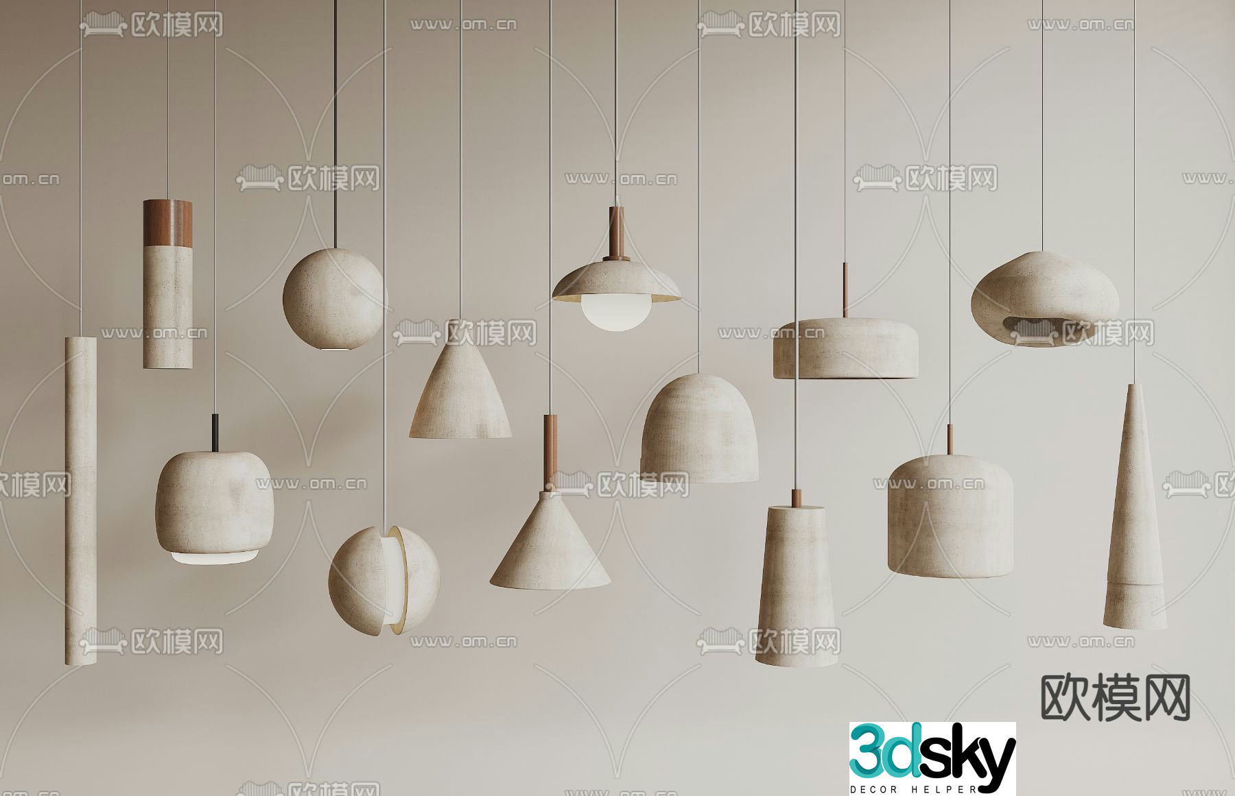 Wabi-sabi small chandelier 3d model