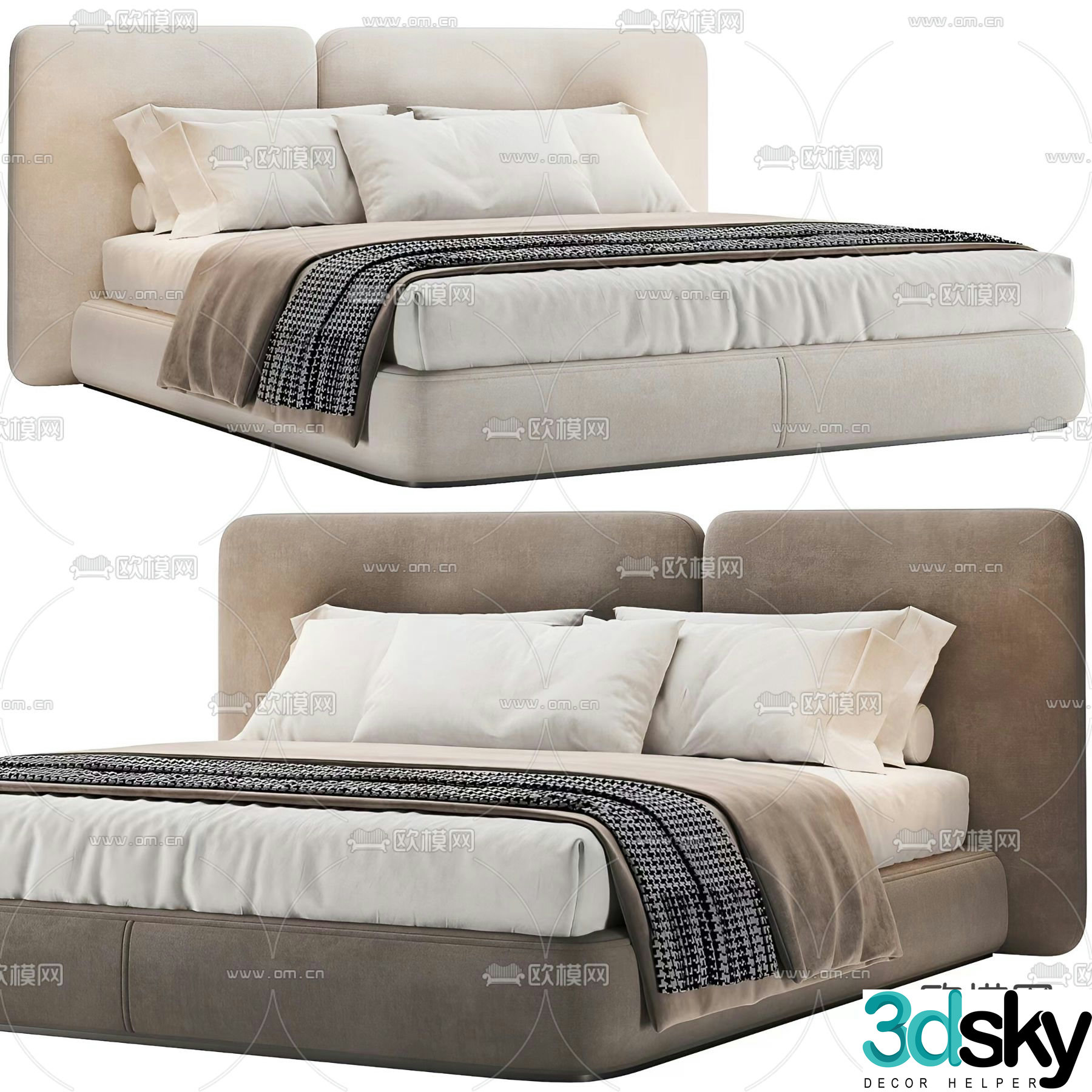 Modern double bed 3d model