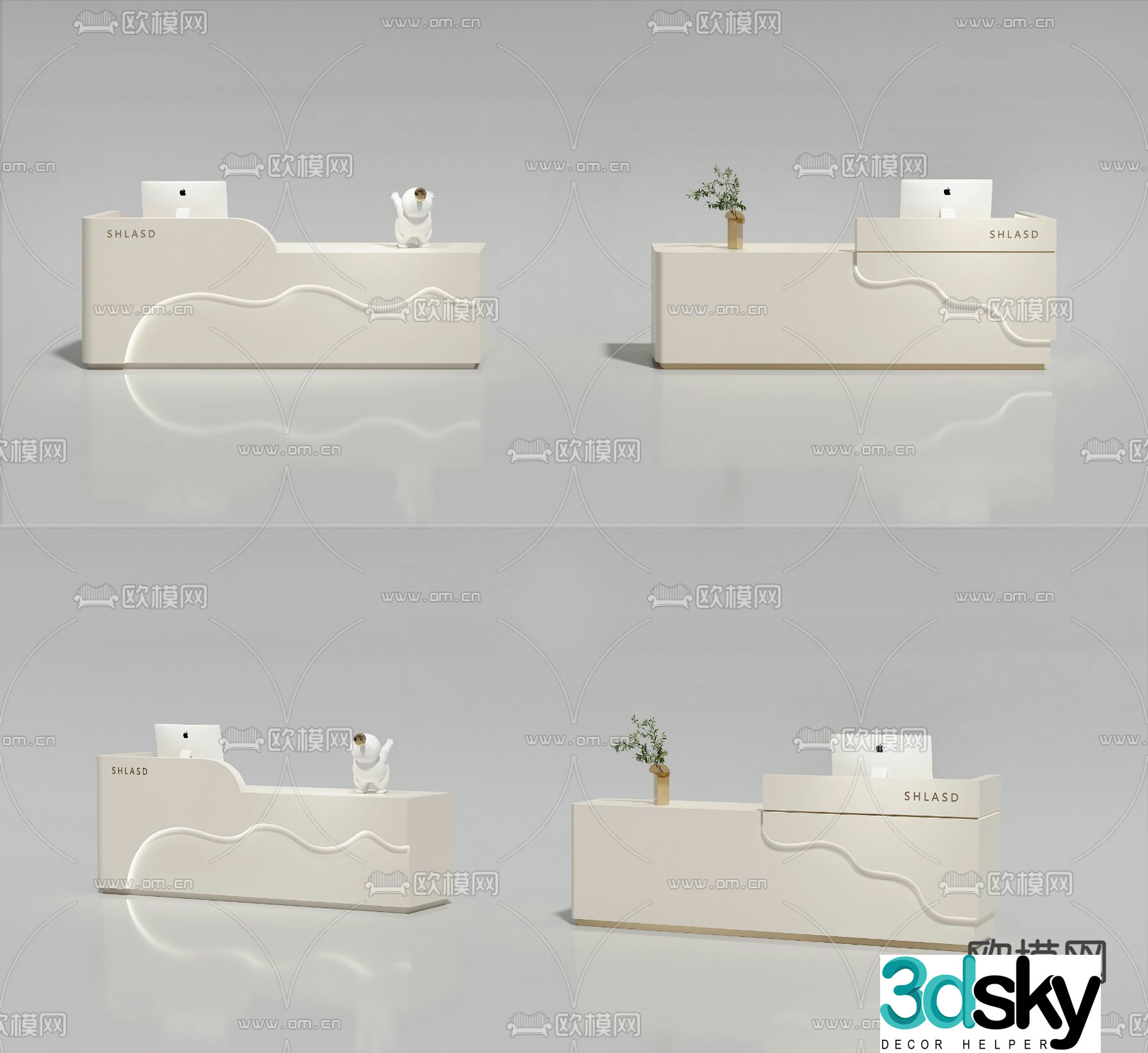 Front desk reception desk cashier 3d model