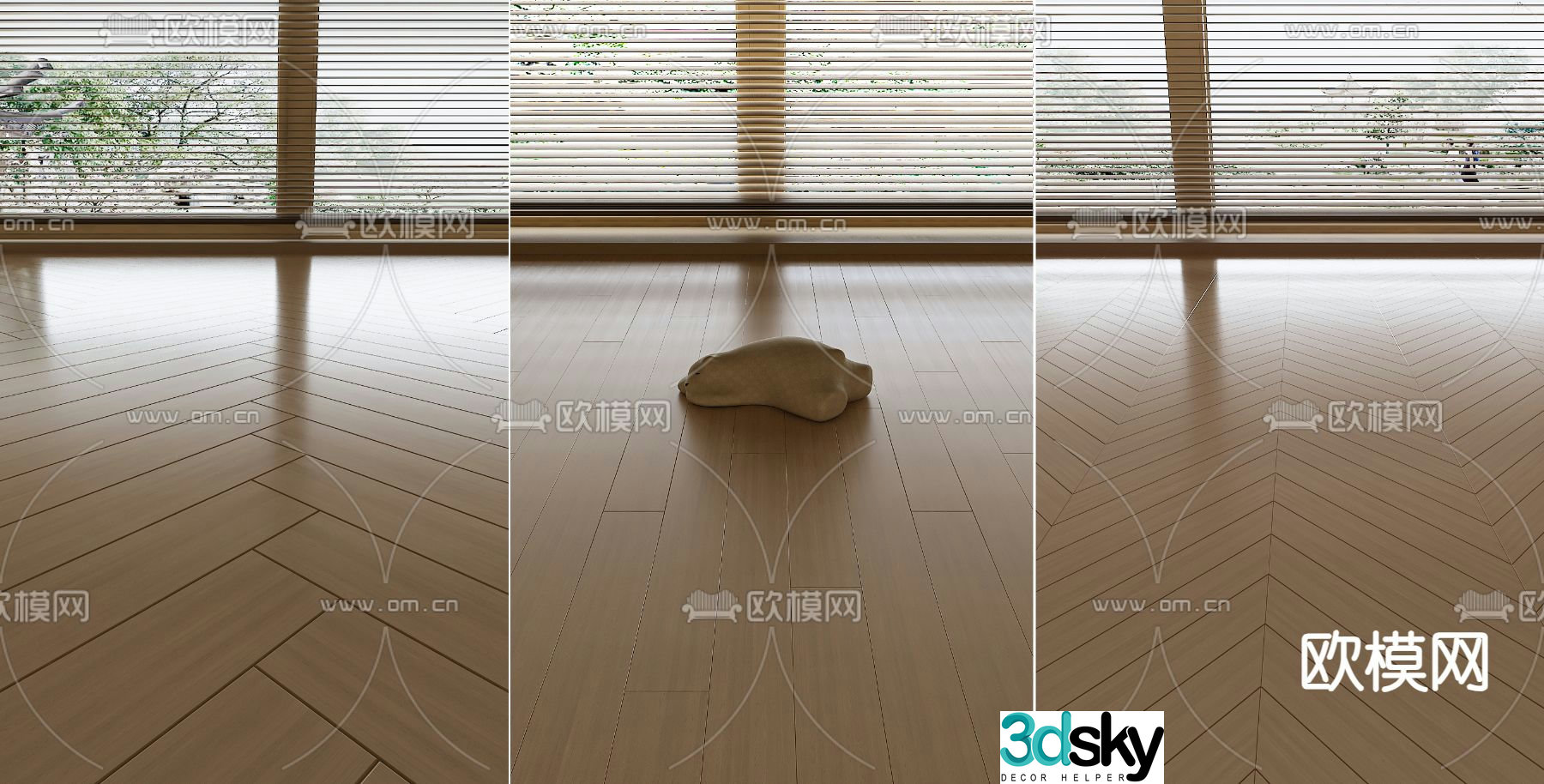 Log wind wood floor I-shaped wood floor 3d model