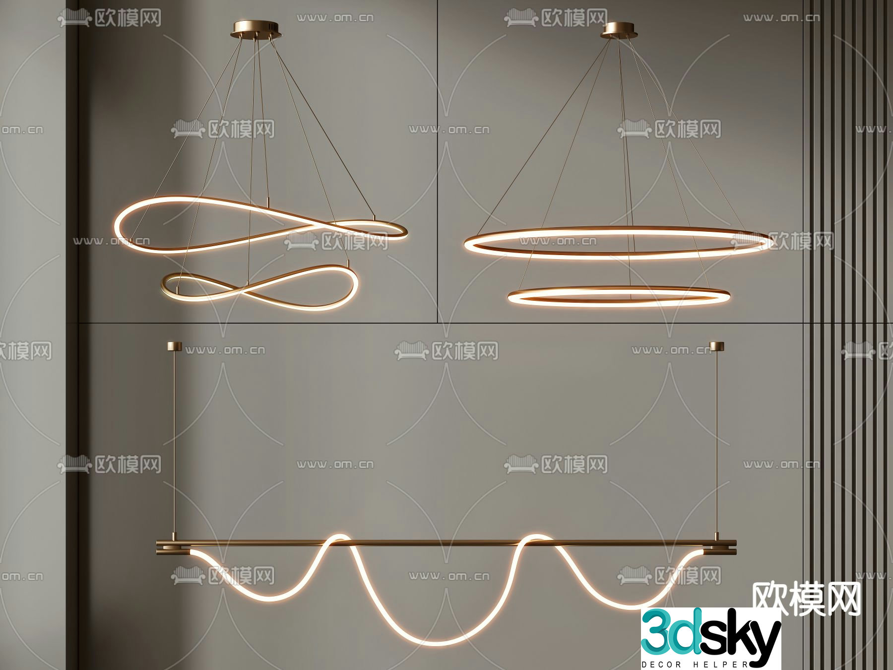 Light luxury chandeliers hall chandeliers 3D model