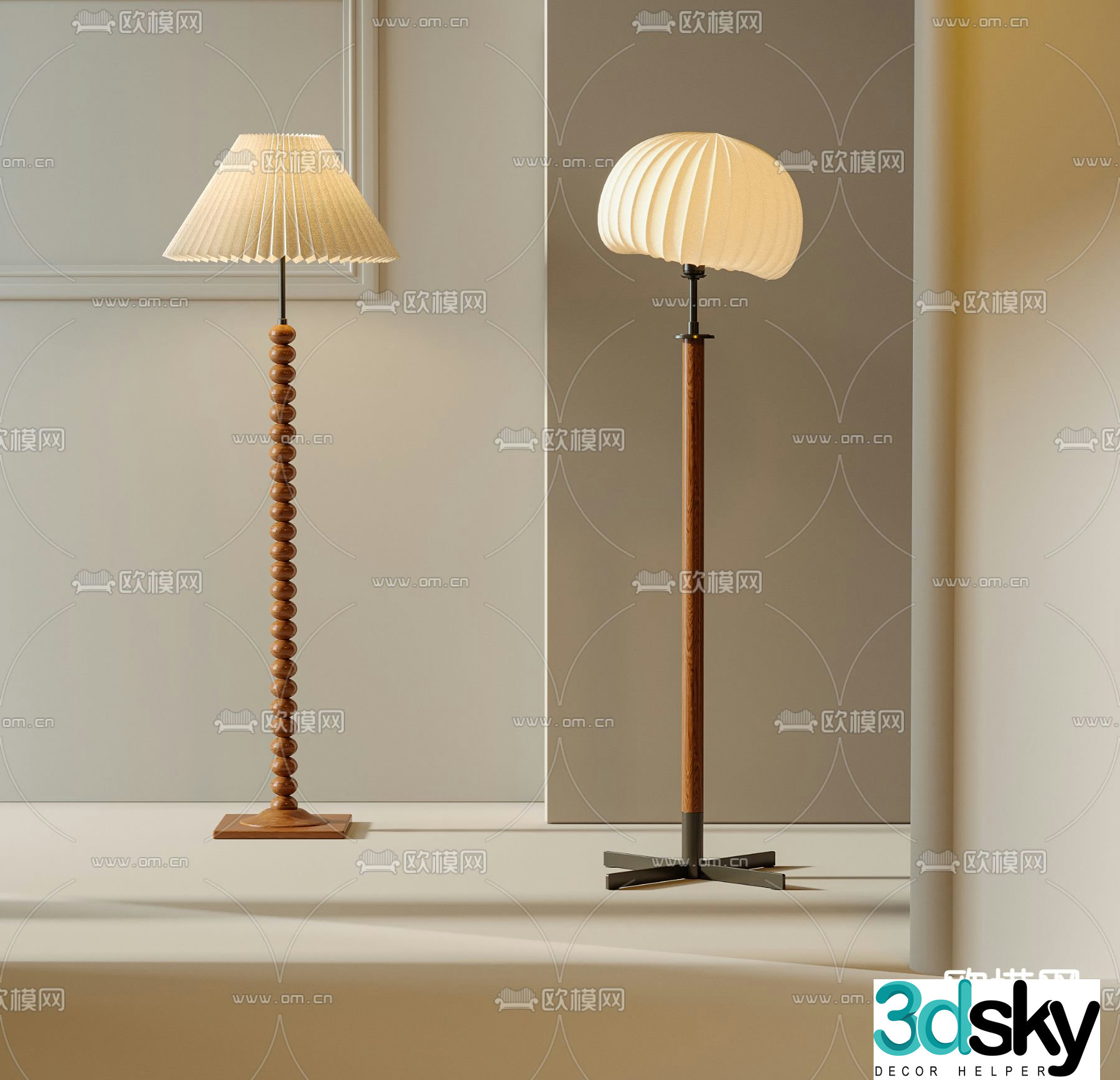 Middle-aged floor lamp 3d model