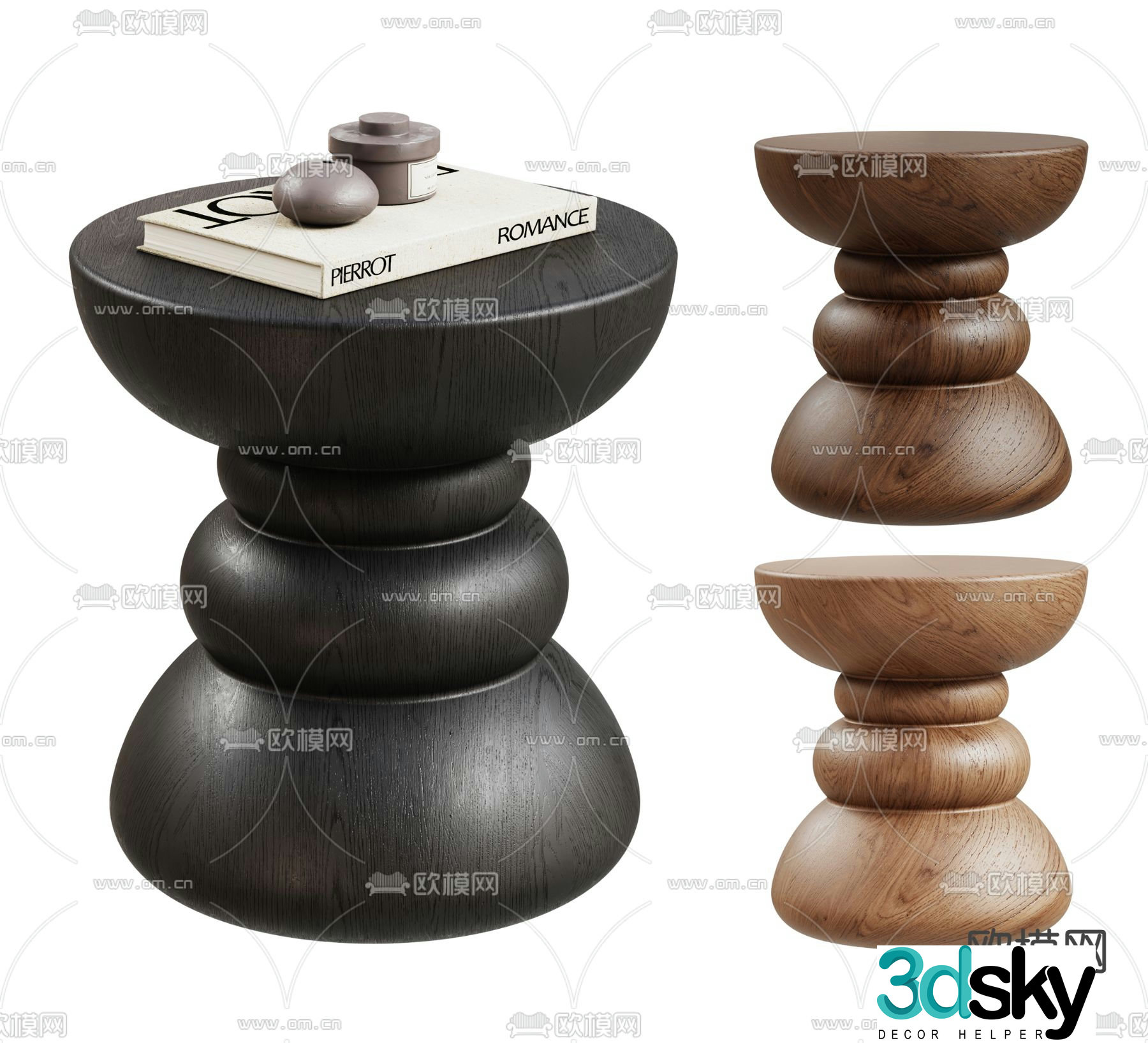 Modern side table round table corner table 3D model