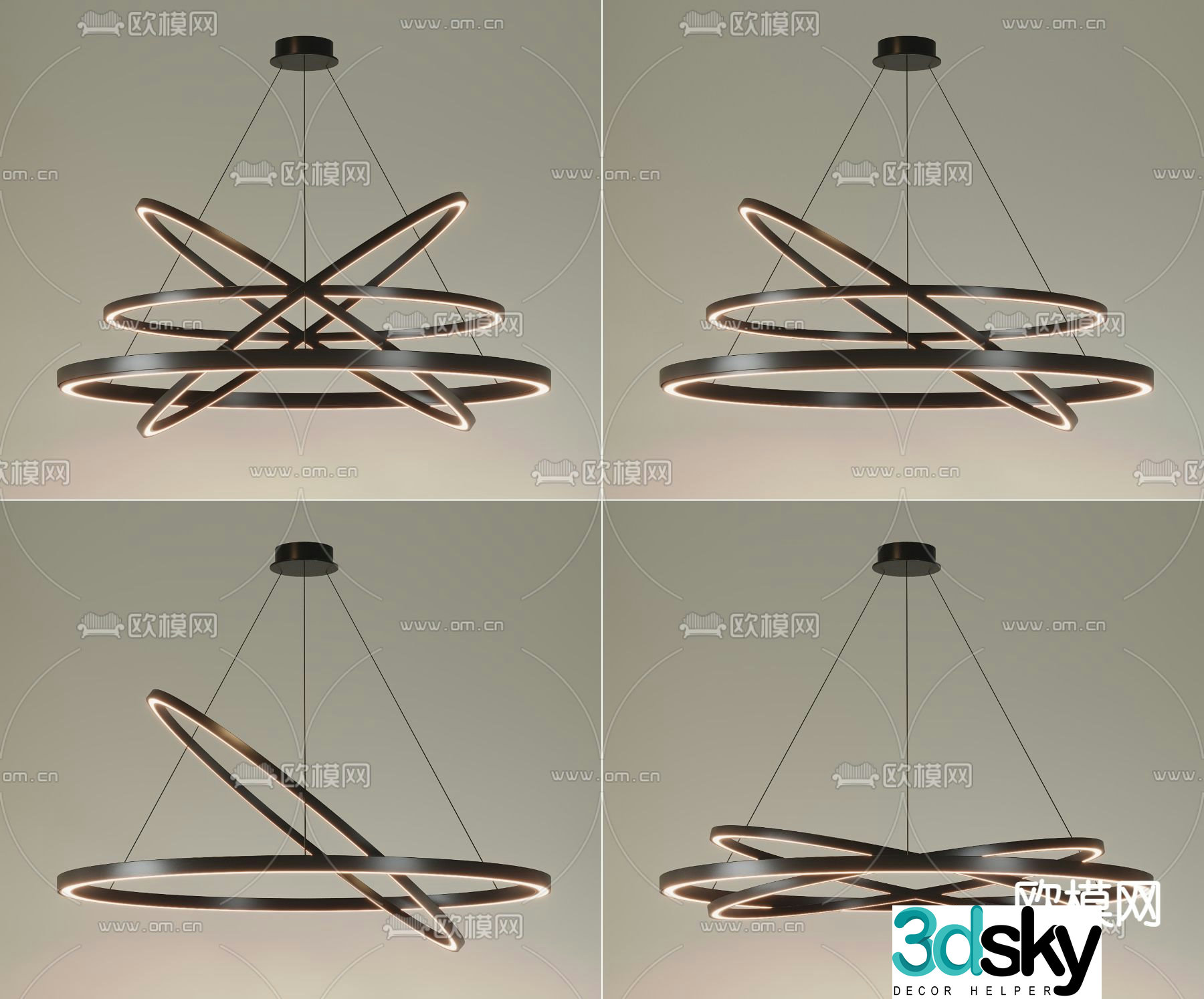 Creative chandelier ring chandelier 3d model