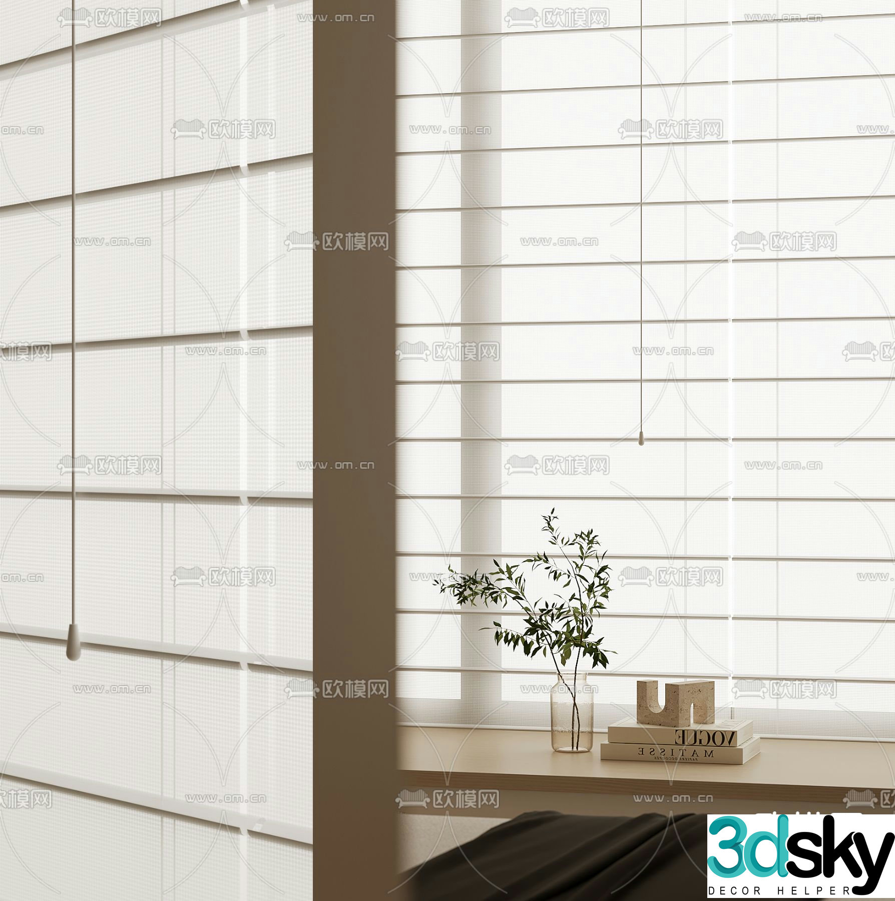 Curtain Venetian blinds Pull curtain 3D model