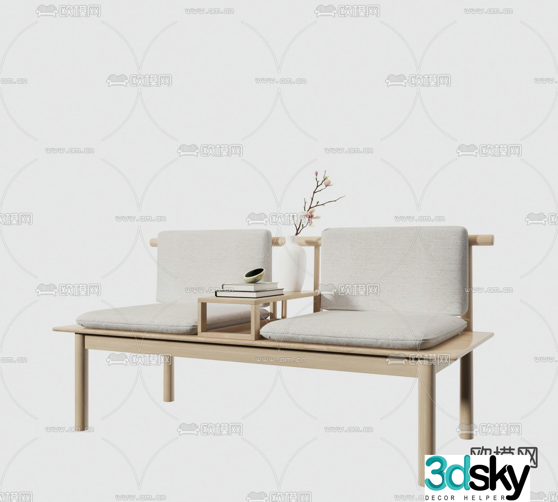 New Chinese style sofa double sofa 3d model
