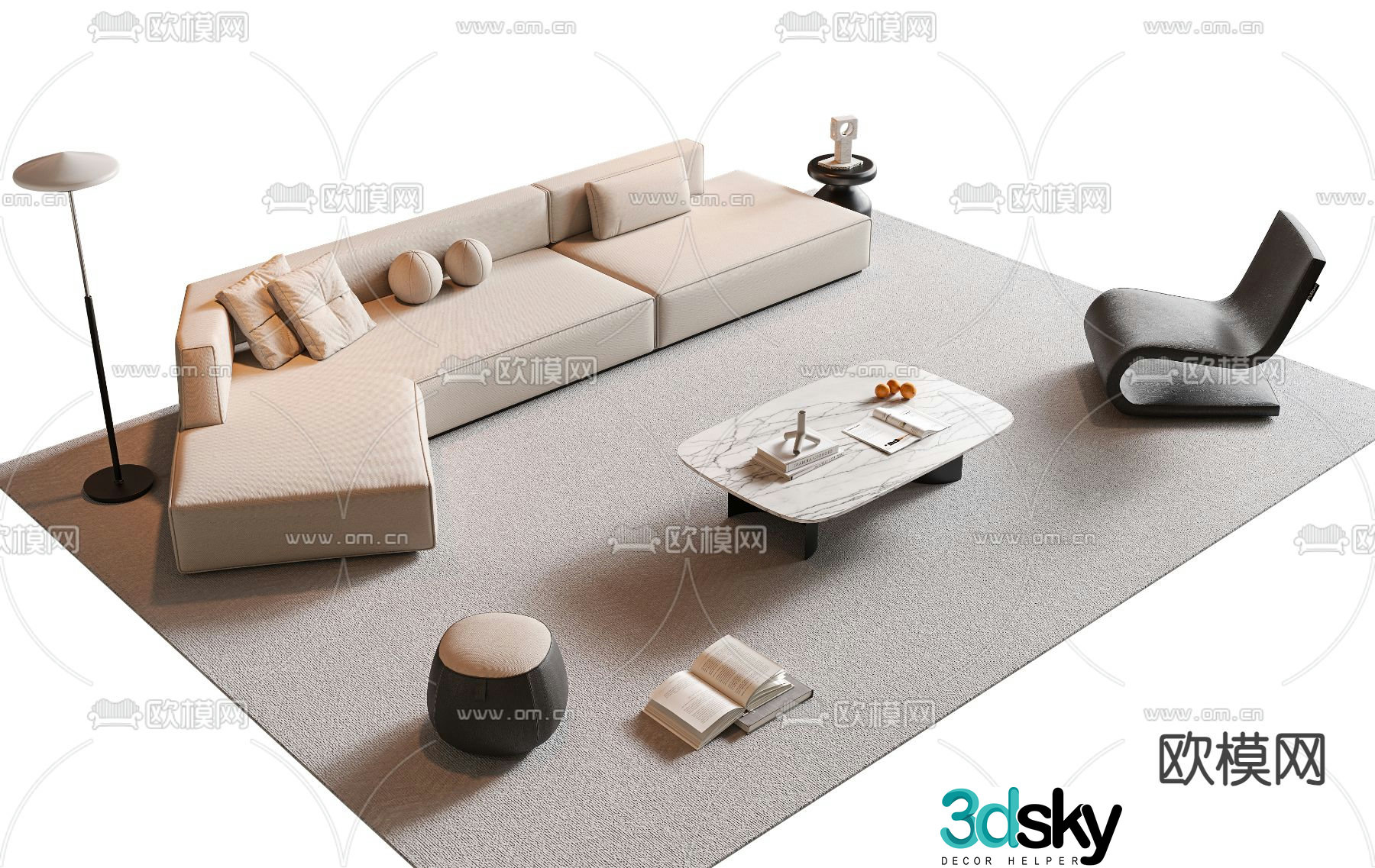 Modern sectional sofa 3d model