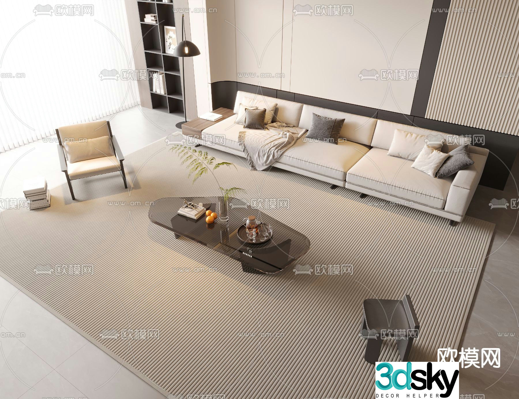 Modern living room modular sofa 3d model
