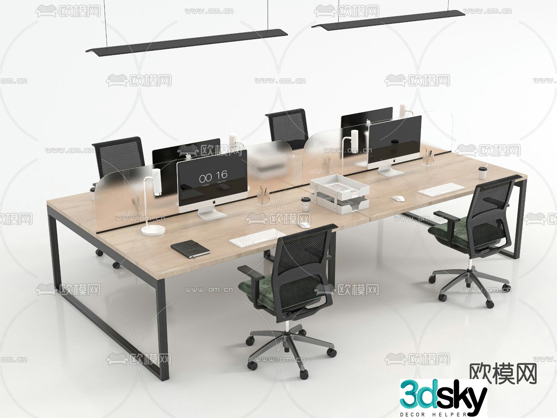 Card space desk work station post 3d model