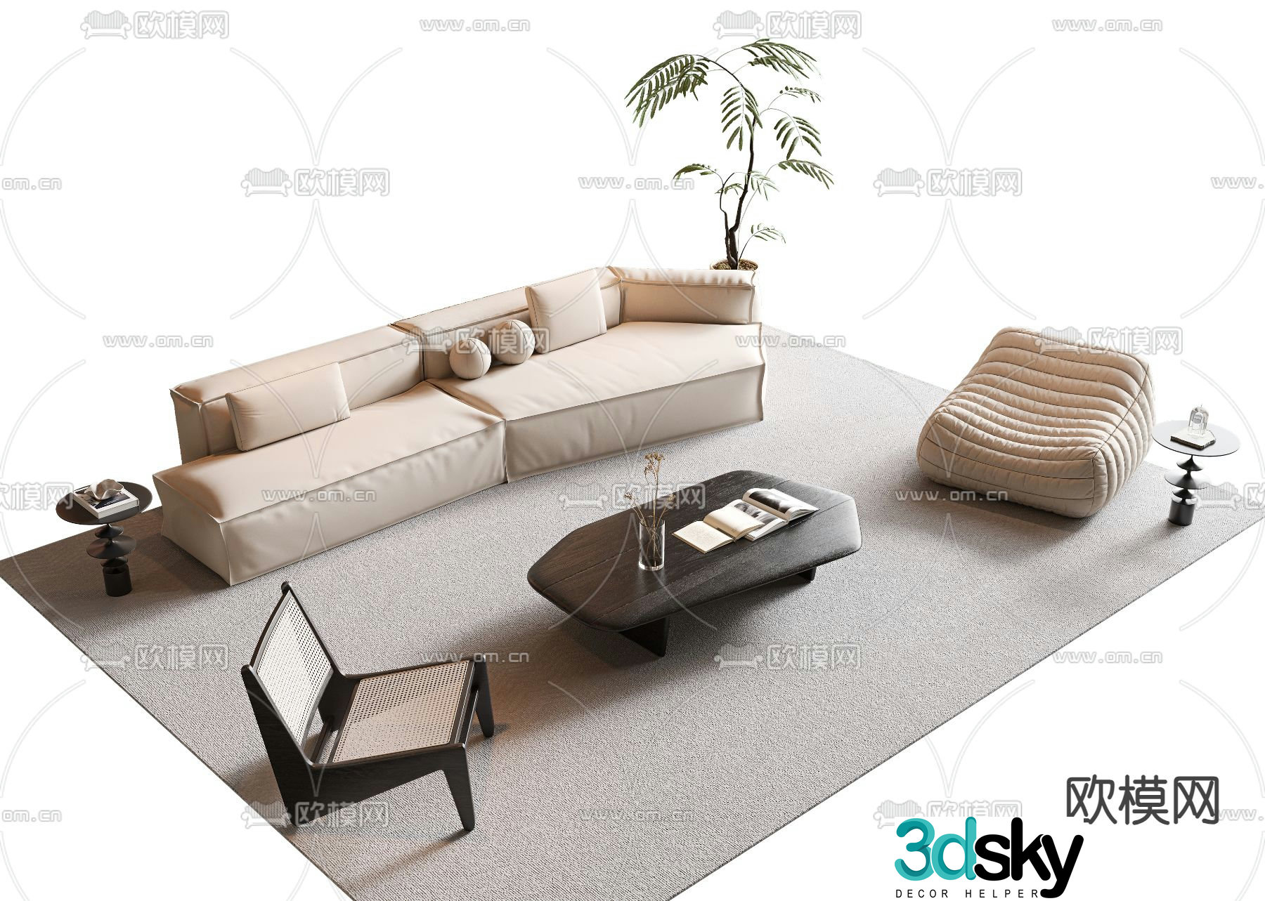 Wabi Sabi modular sofa 3d model
