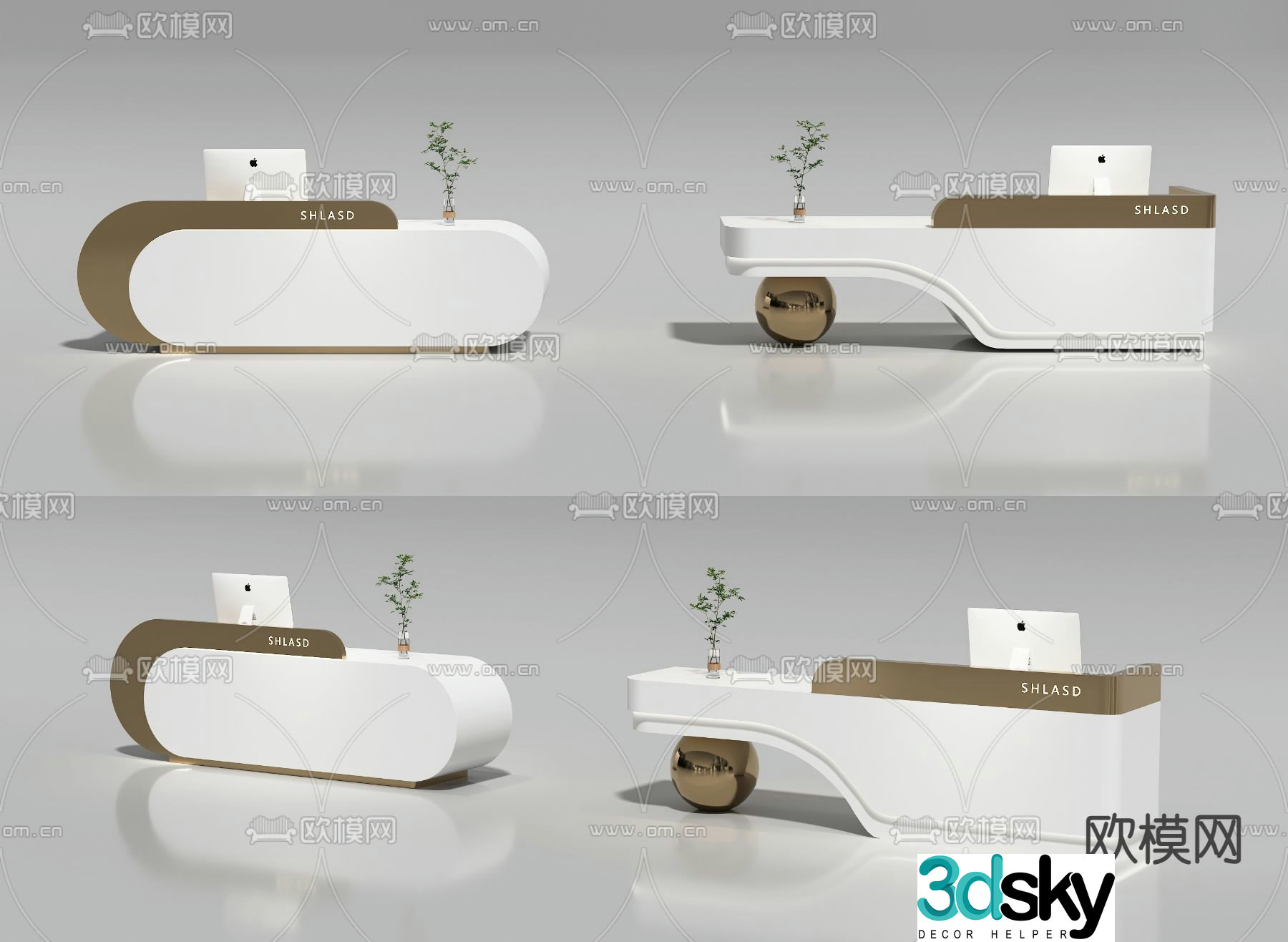 Modern front desk reception desk service desk 3d model