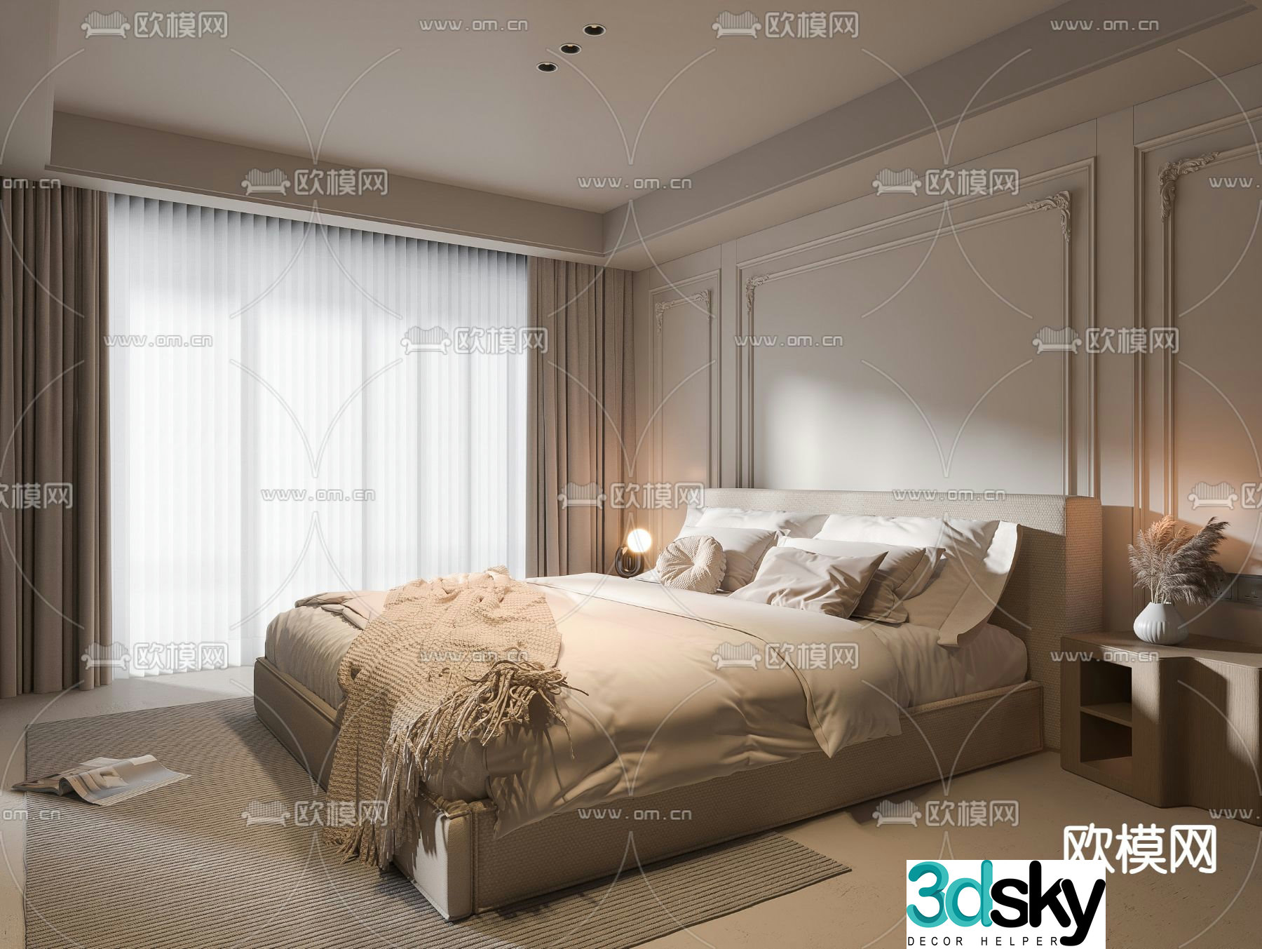 Creamy Bedroom Master Bedroom Master Room 3D Model