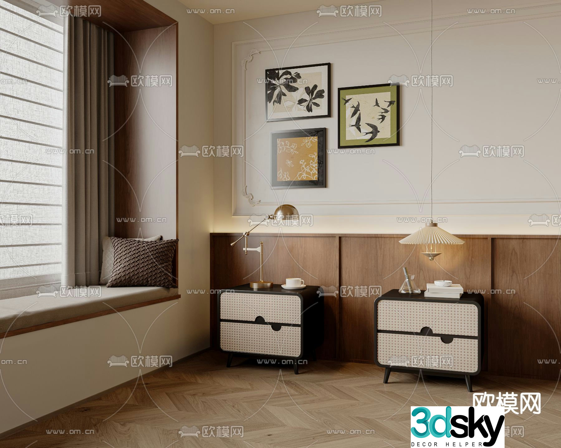 Medieval style bedside table 3d model