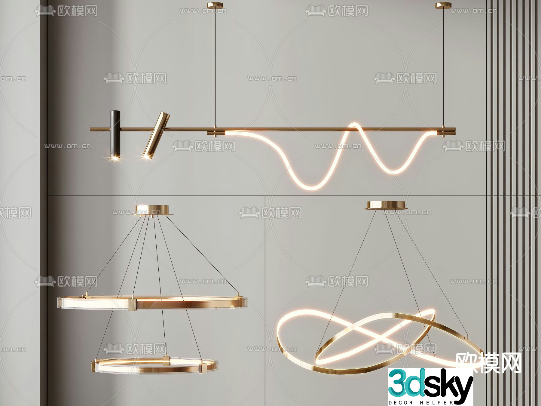 Light luxury chandelier hall chandelier 3d model