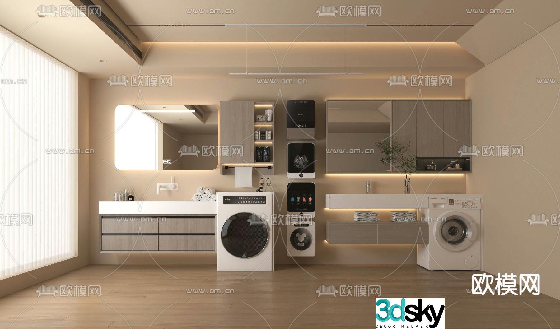 Washing machine cabinet bathroom cabinet washbasin 3d model