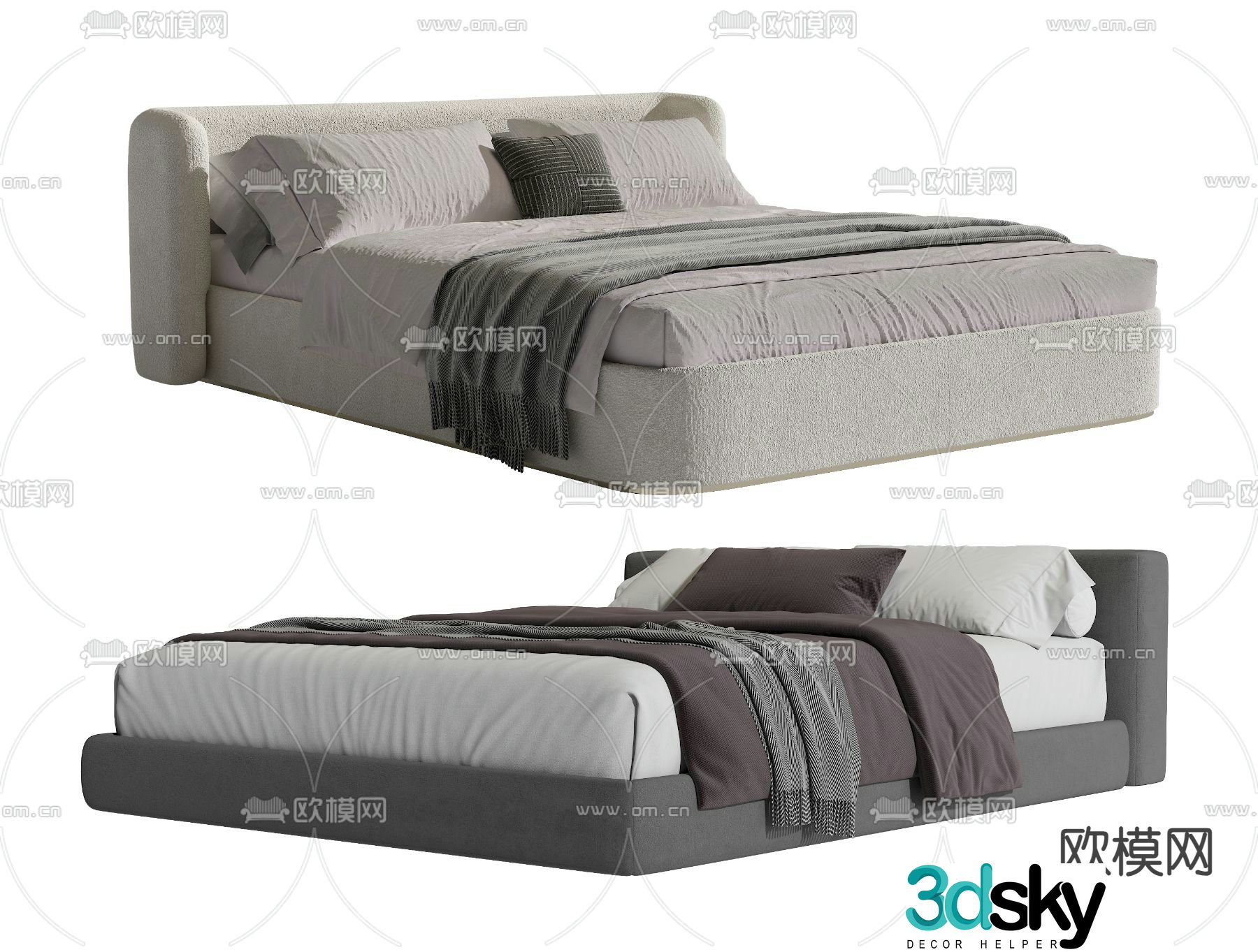 Modern double bed 3d model