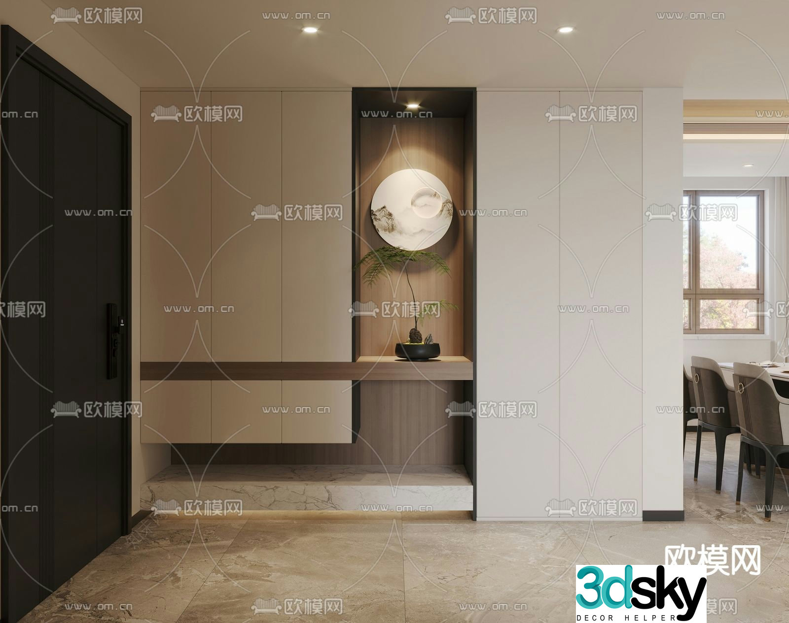 Entrance Shoe Cabinet Decorative Entrance 3D Model