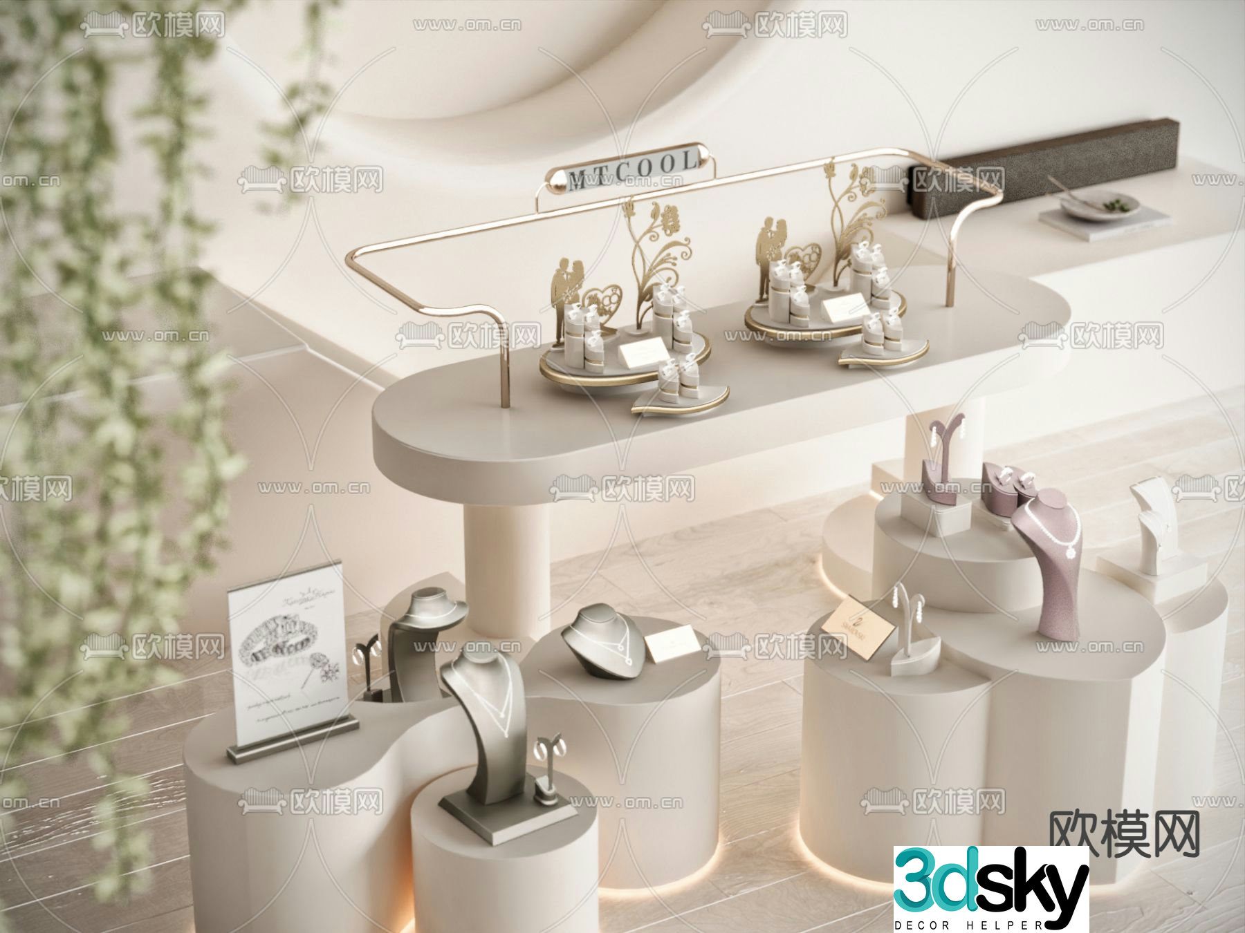 Island table jewelry cabinet jewelry cabinet 3d model