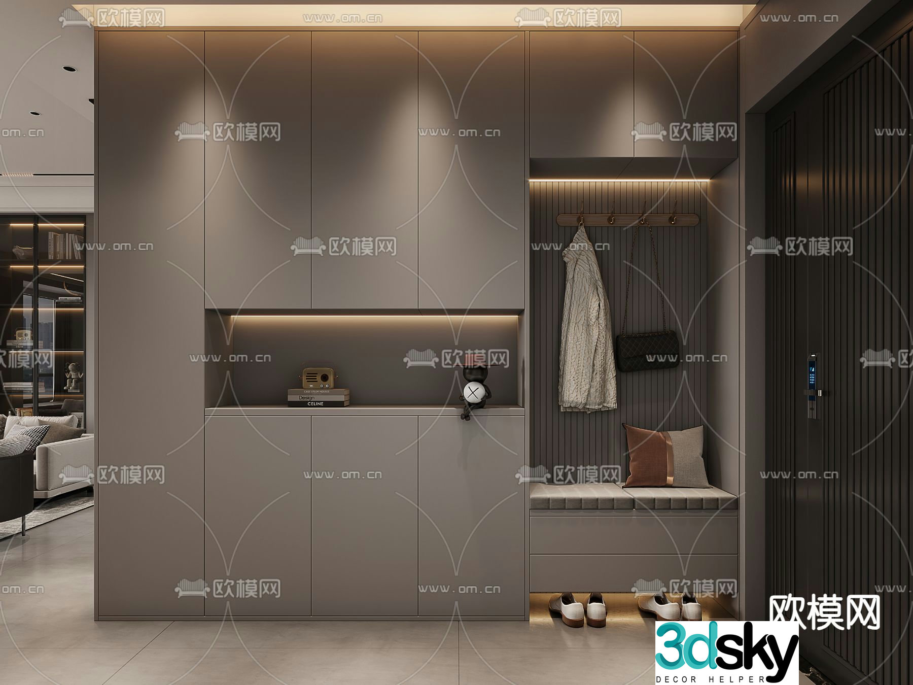 Entrance shoe cabinet shoe and hat cabinet 3d model
