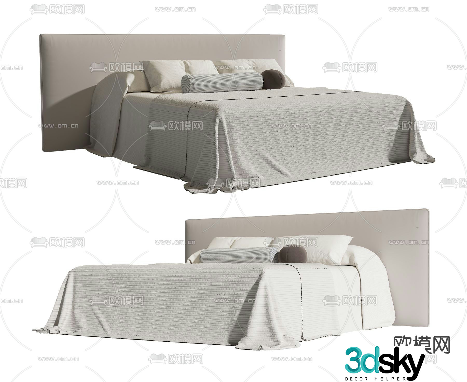Modern double bed 3d model