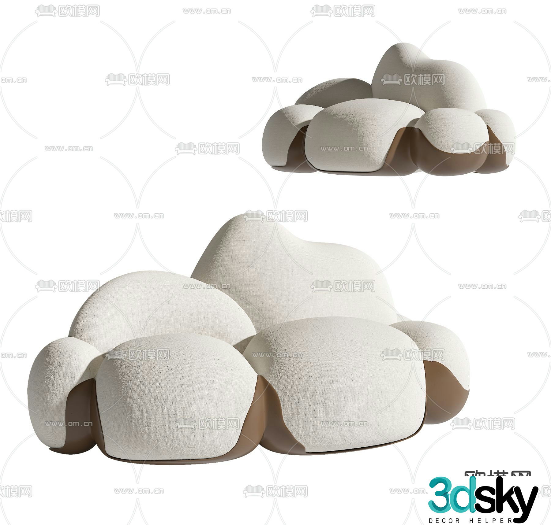 Beanbag sofa cloud sofa 3d model