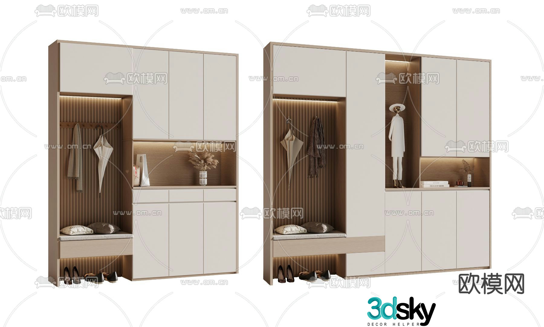 Entrance shoe cabinet shoe and hat cabinet 3d model