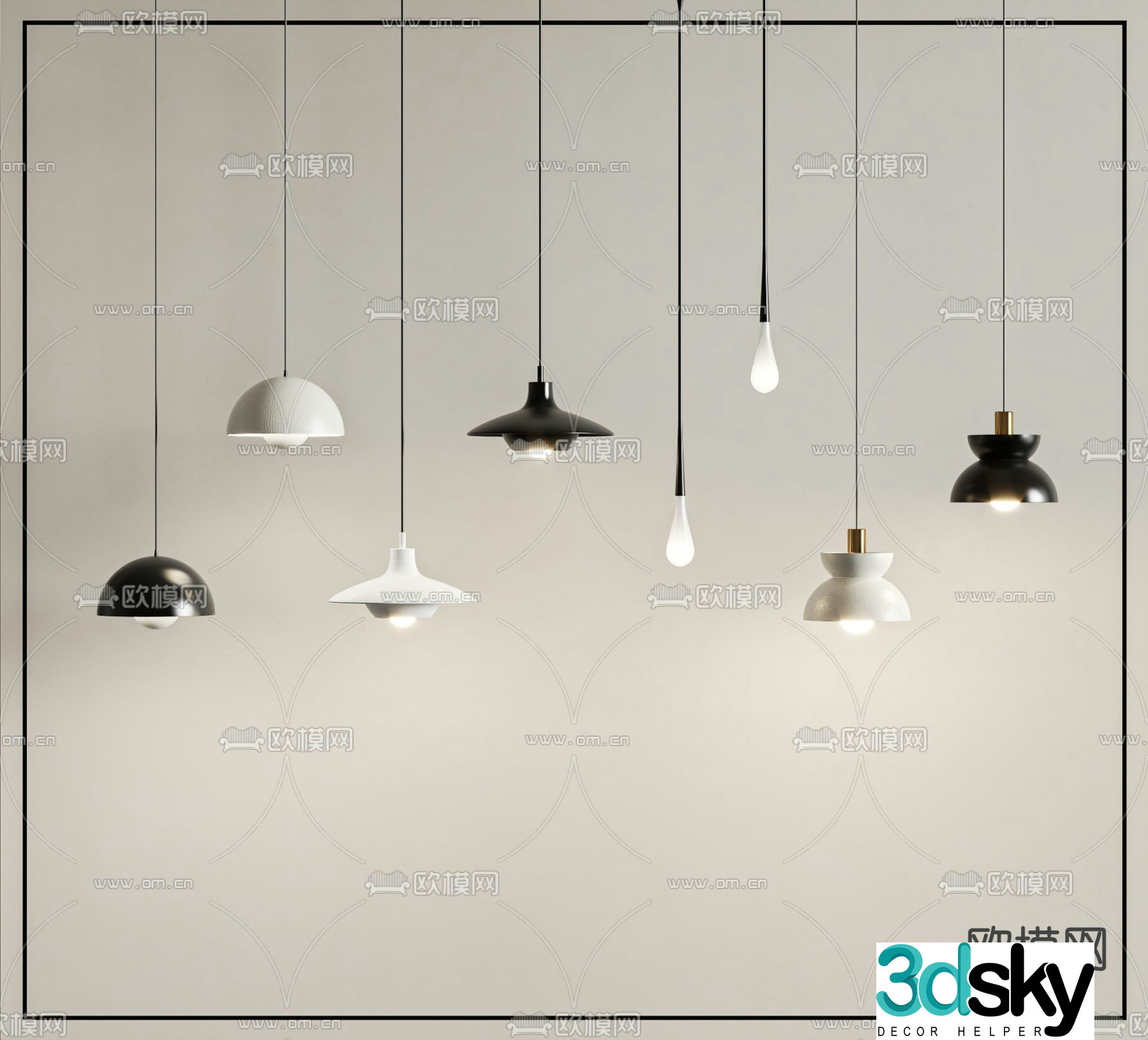 Wabi-sabi chandelier bedside small chandelier 3d model