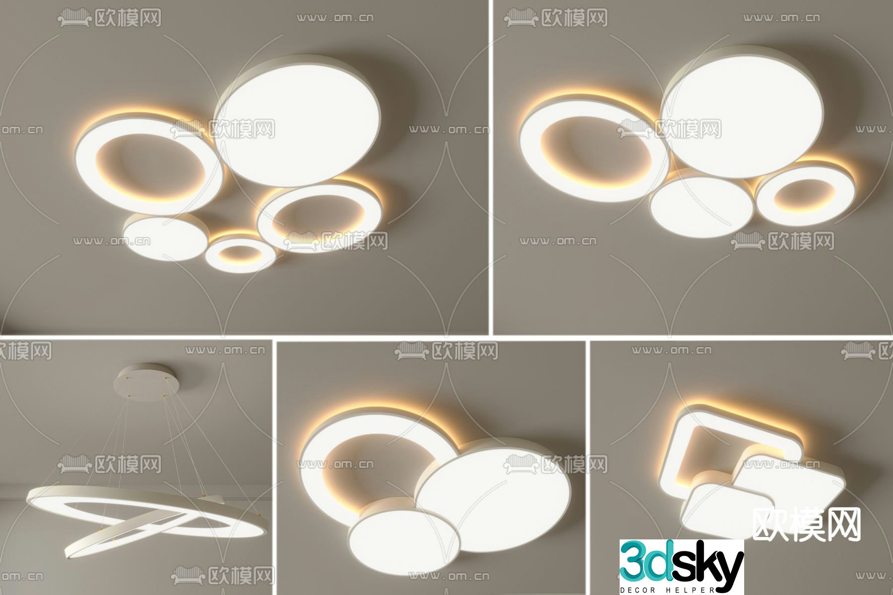 round ceiling lamp square ceiling lamp 3d model