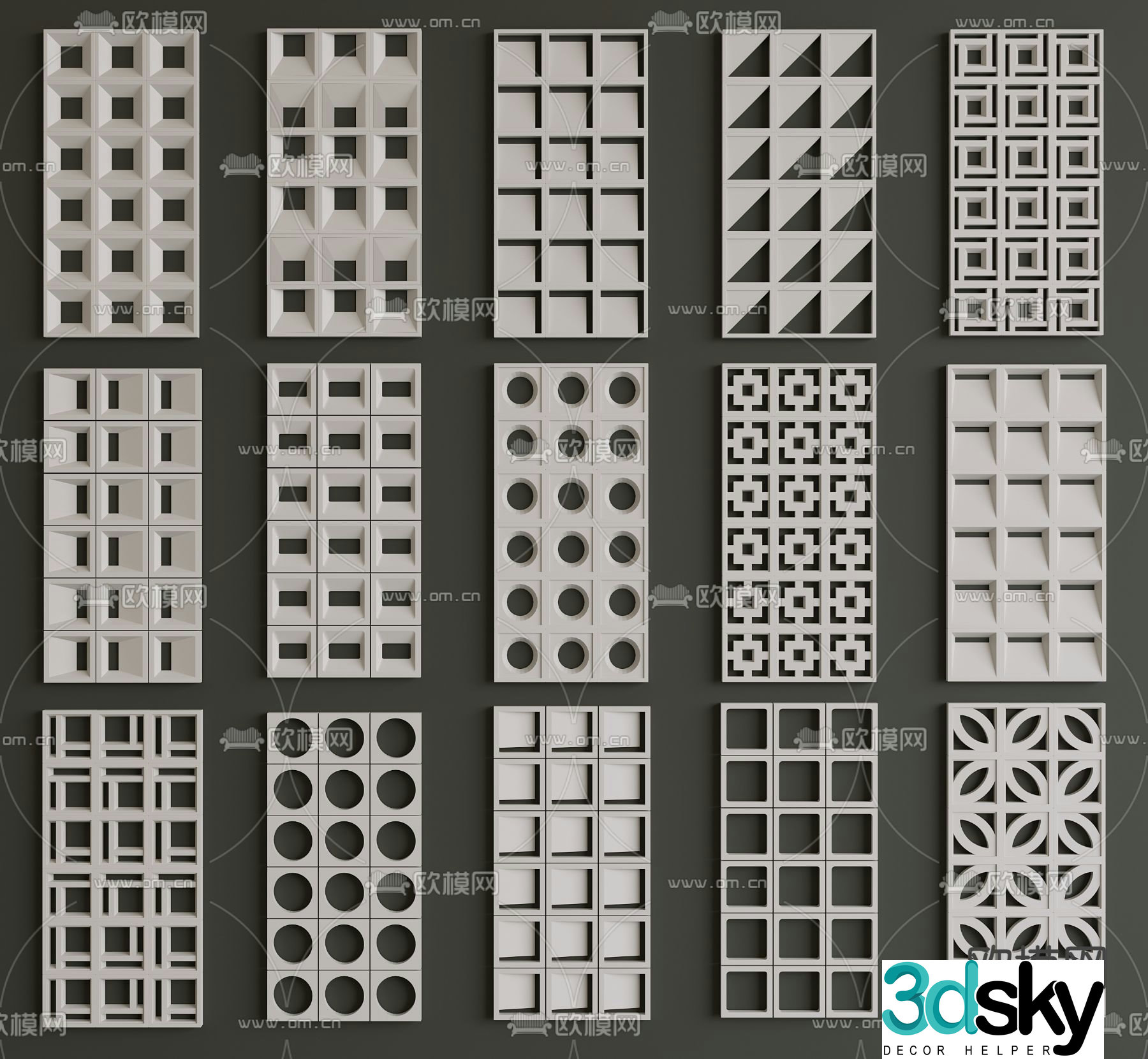 Cement brick partition Prefabricated hollow brick flower tiles Hollow brick 3D model