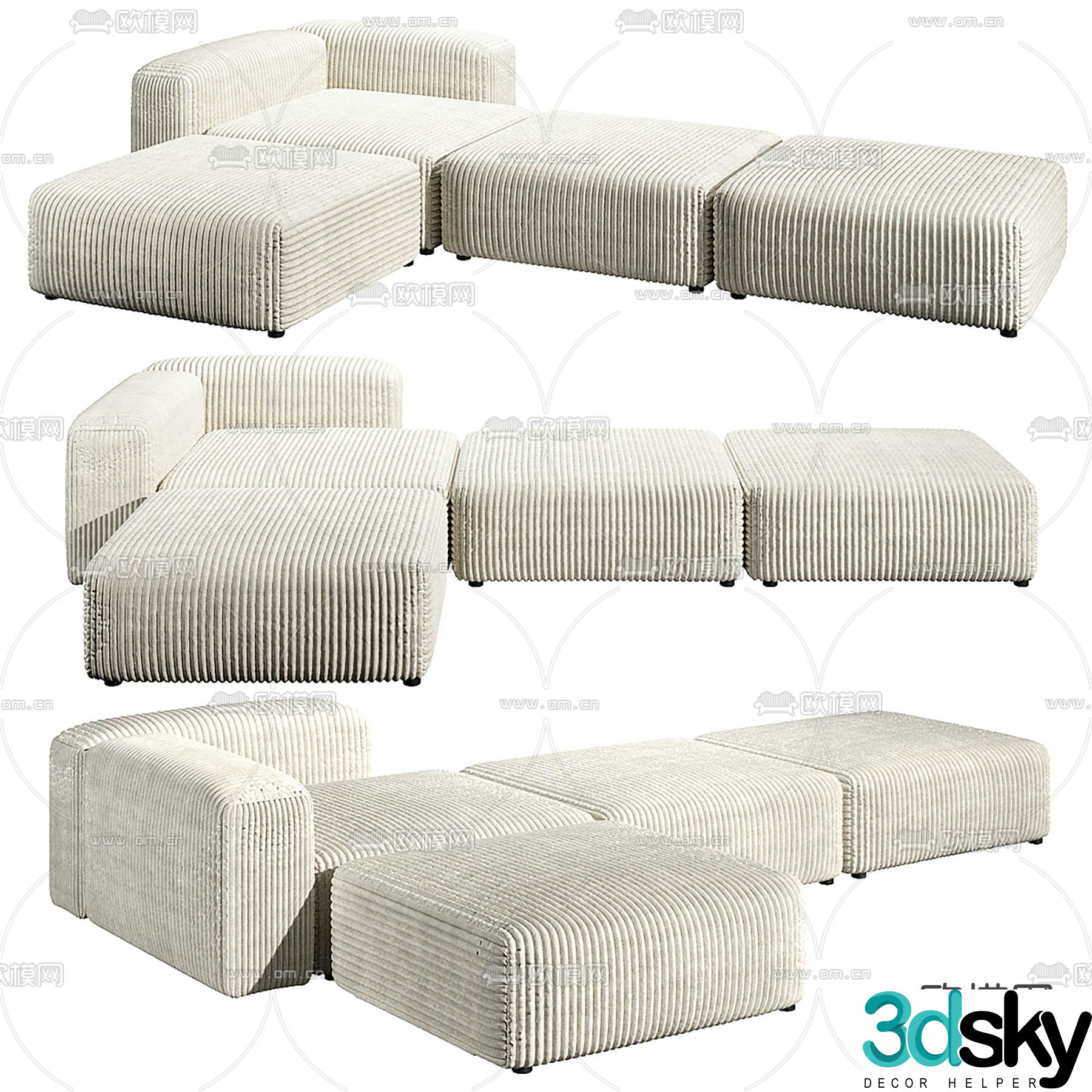 Corner sofa multi-person sofa 3d model