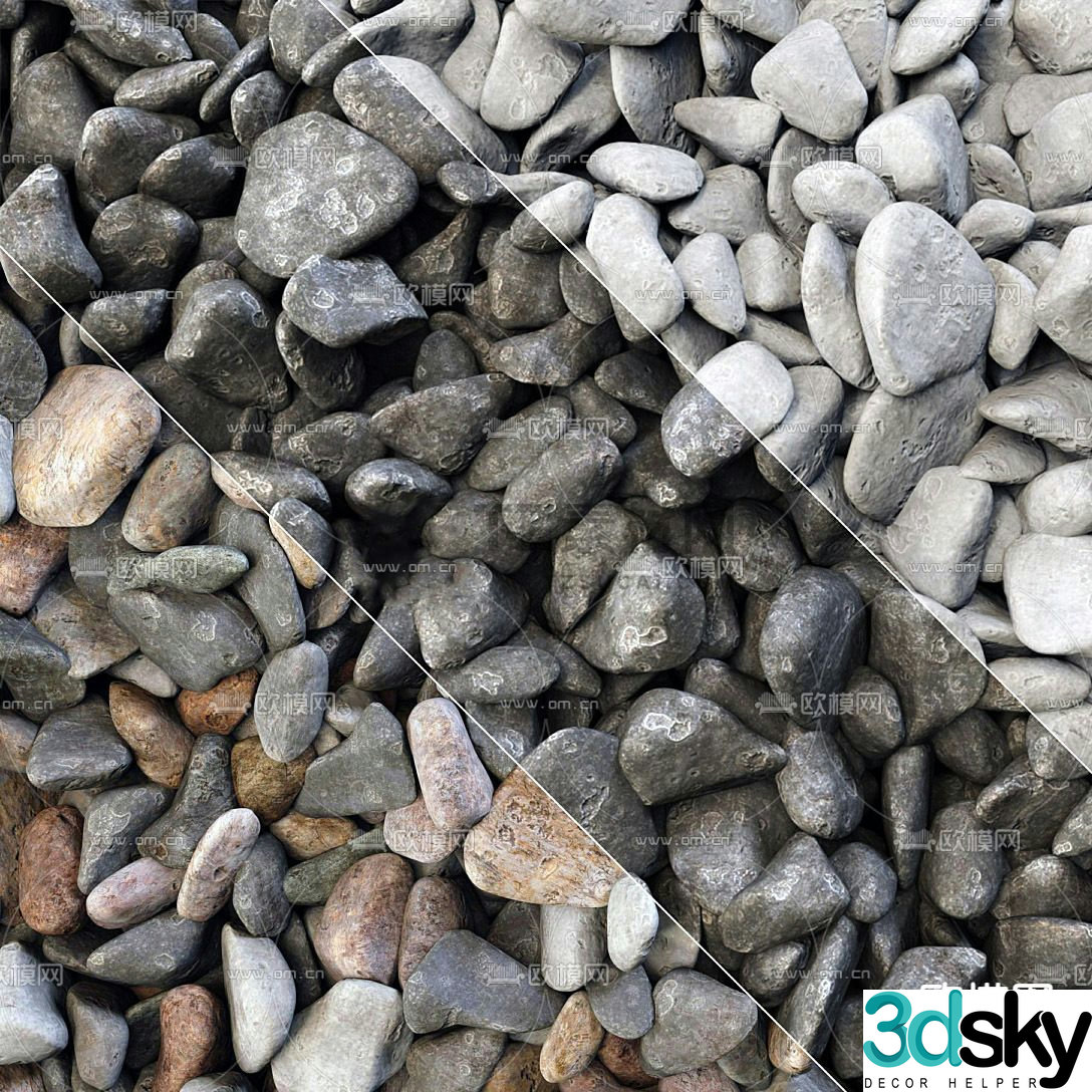 Pebbles Stone Gravel Washed Stone 3d model