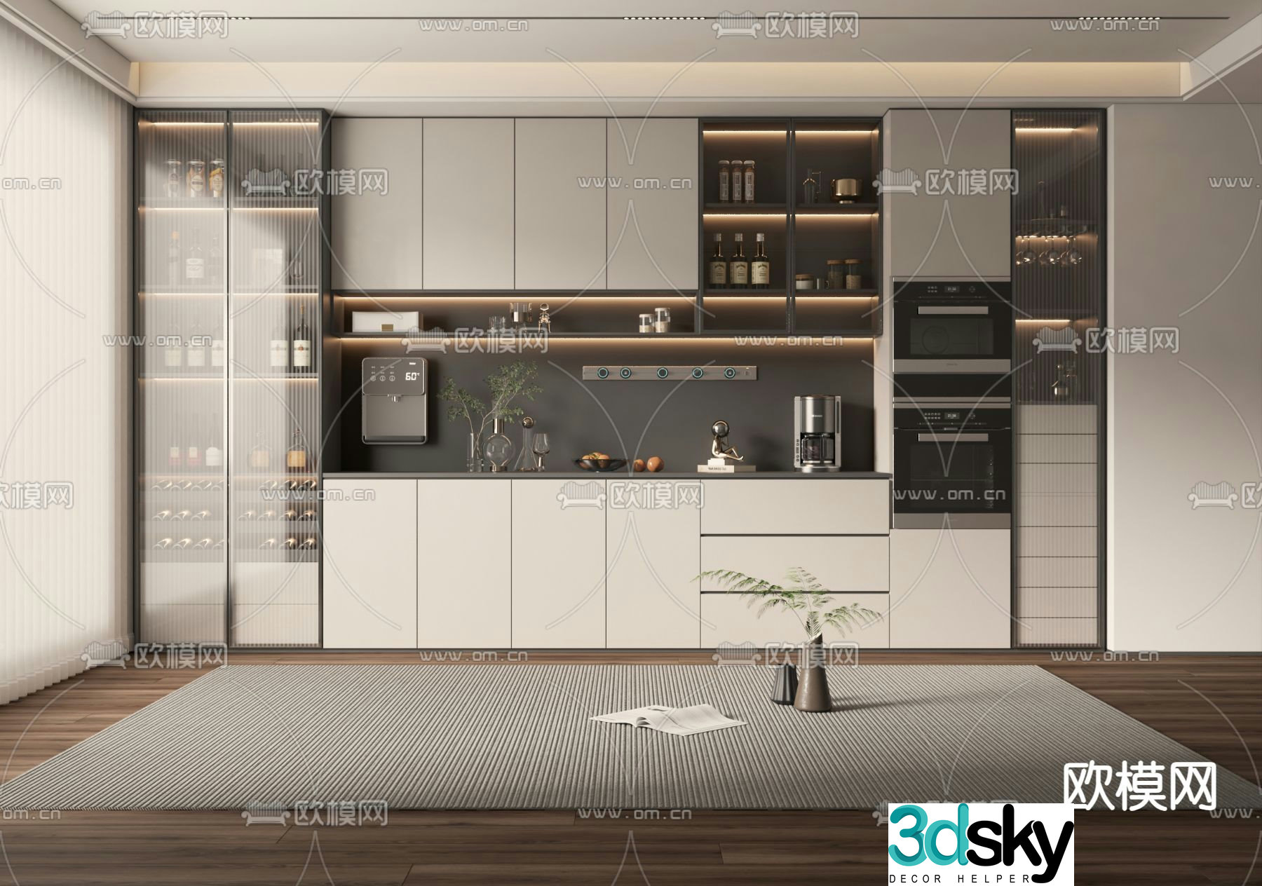 Modern wine cabinet sideboard 3d model