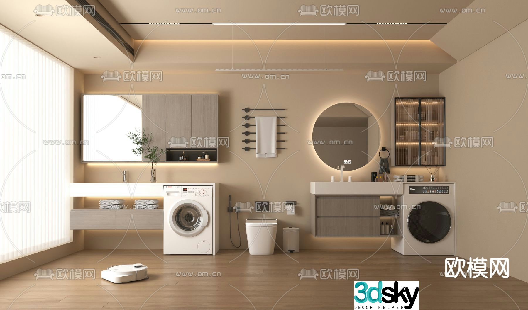 Washing machine cabinet bathroom cabinet washbasin 3d model