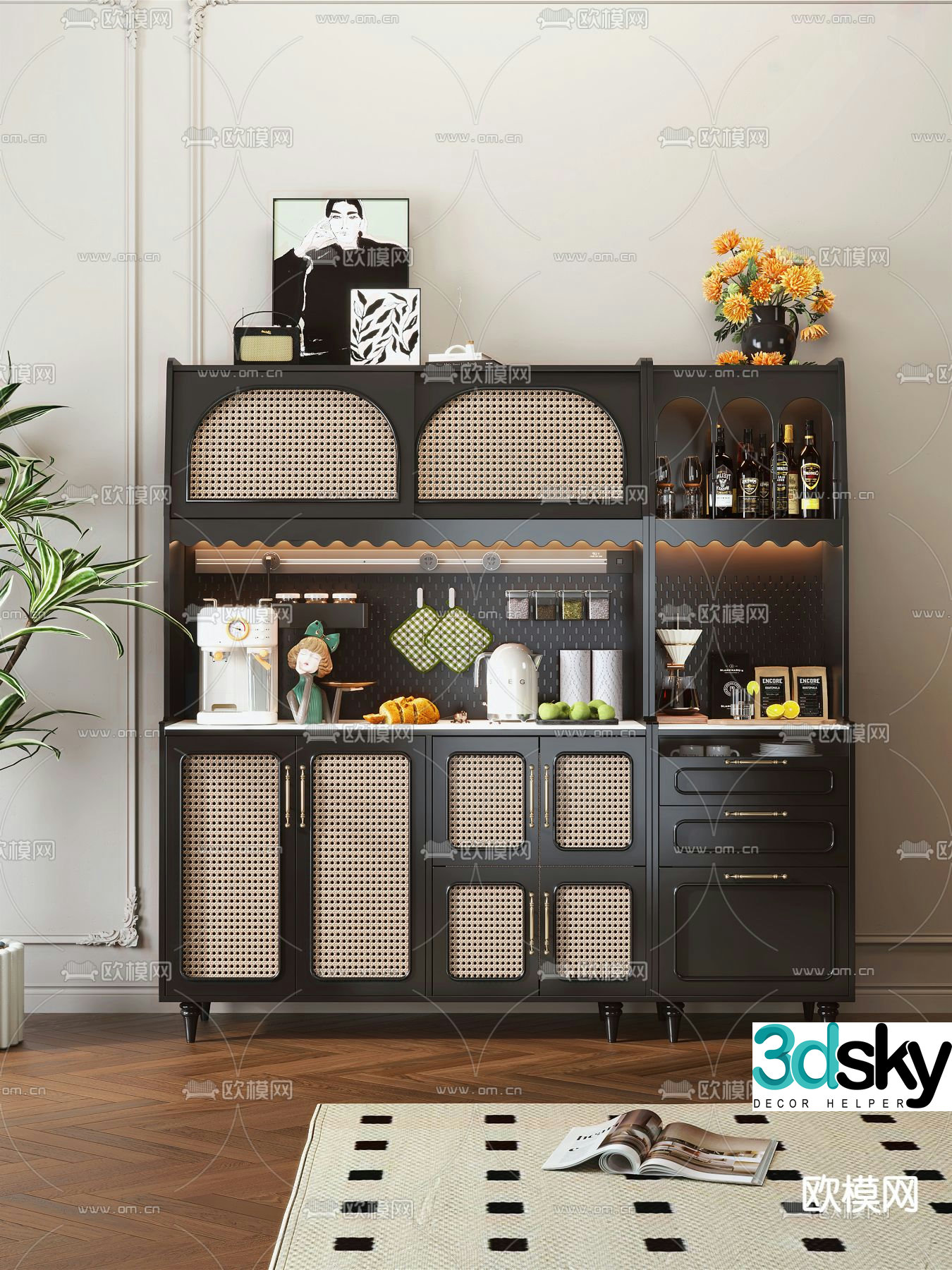 French sideboard Medieval style sideboard 3D model