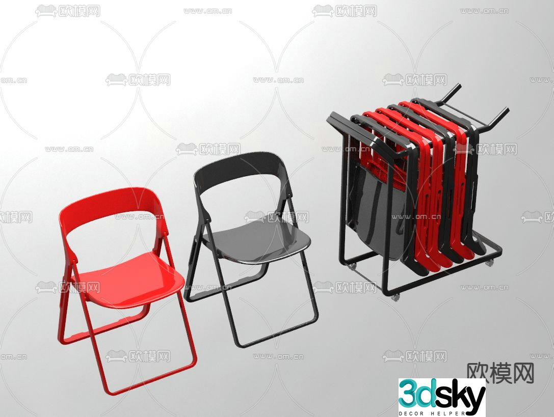 Training chair exhibition chair folding chair 3d model