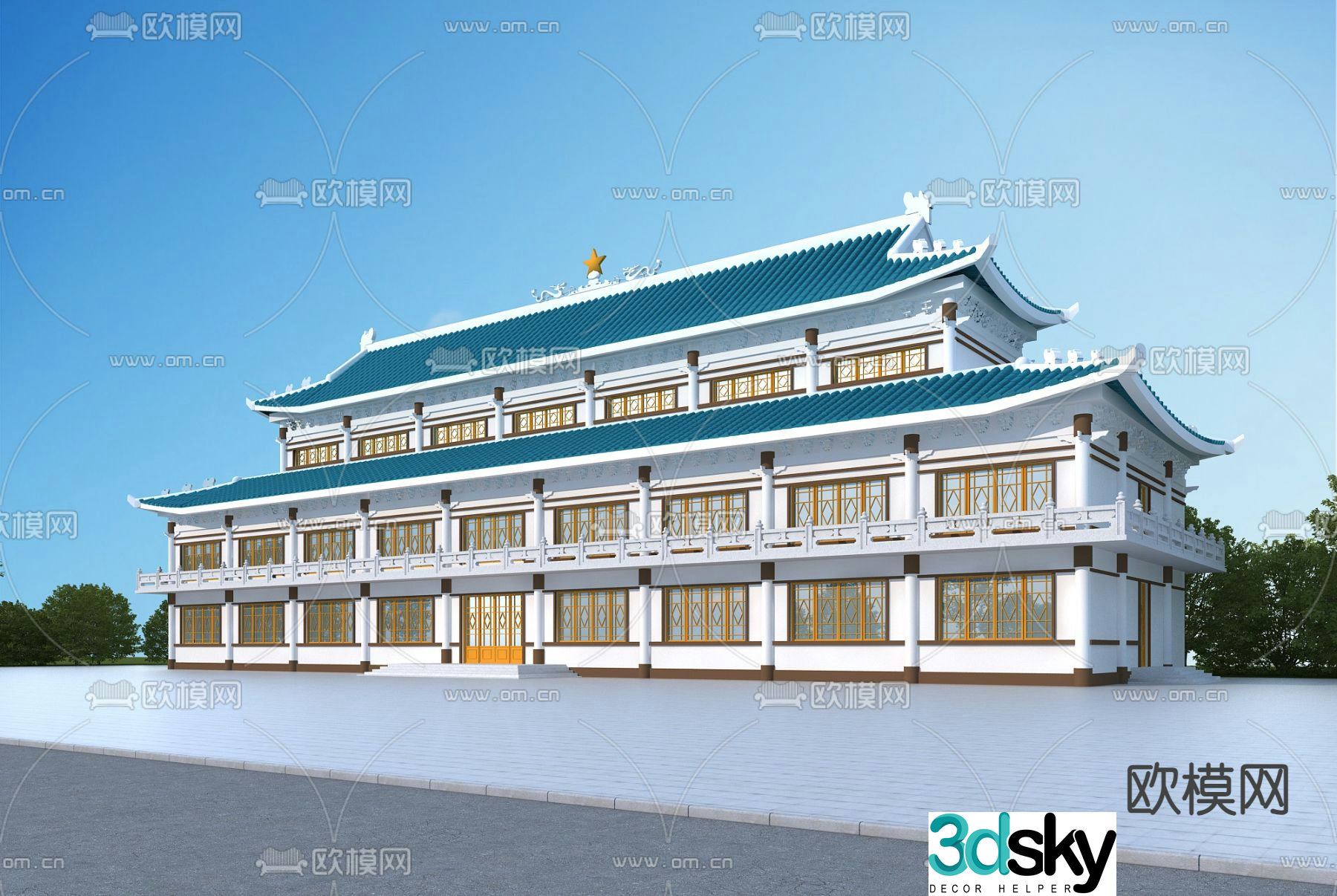 North Korean office building exterior 3D model