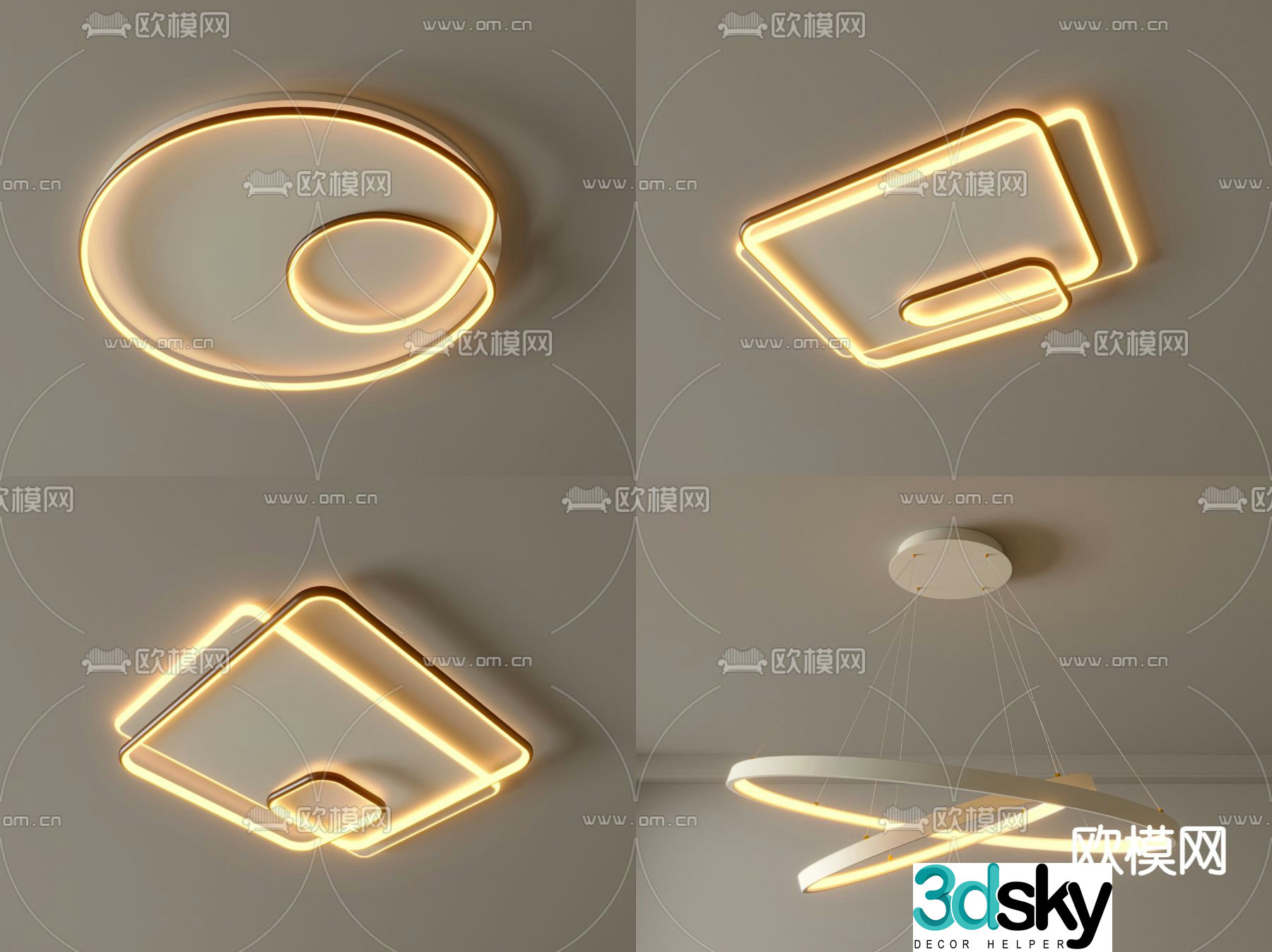 Geometric ceiling lamp bedroom lamp 3d model