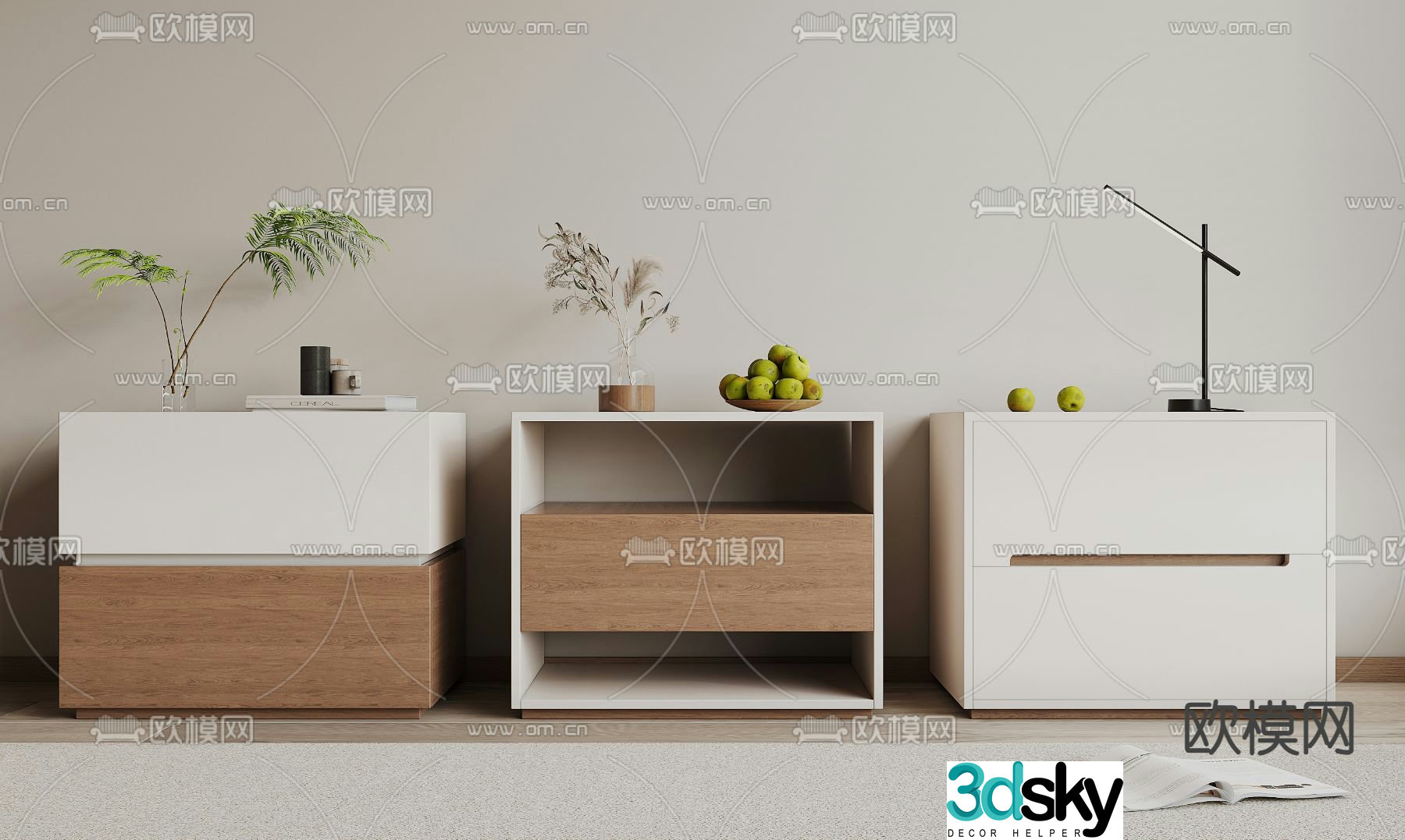 Modern bedside table 3d model