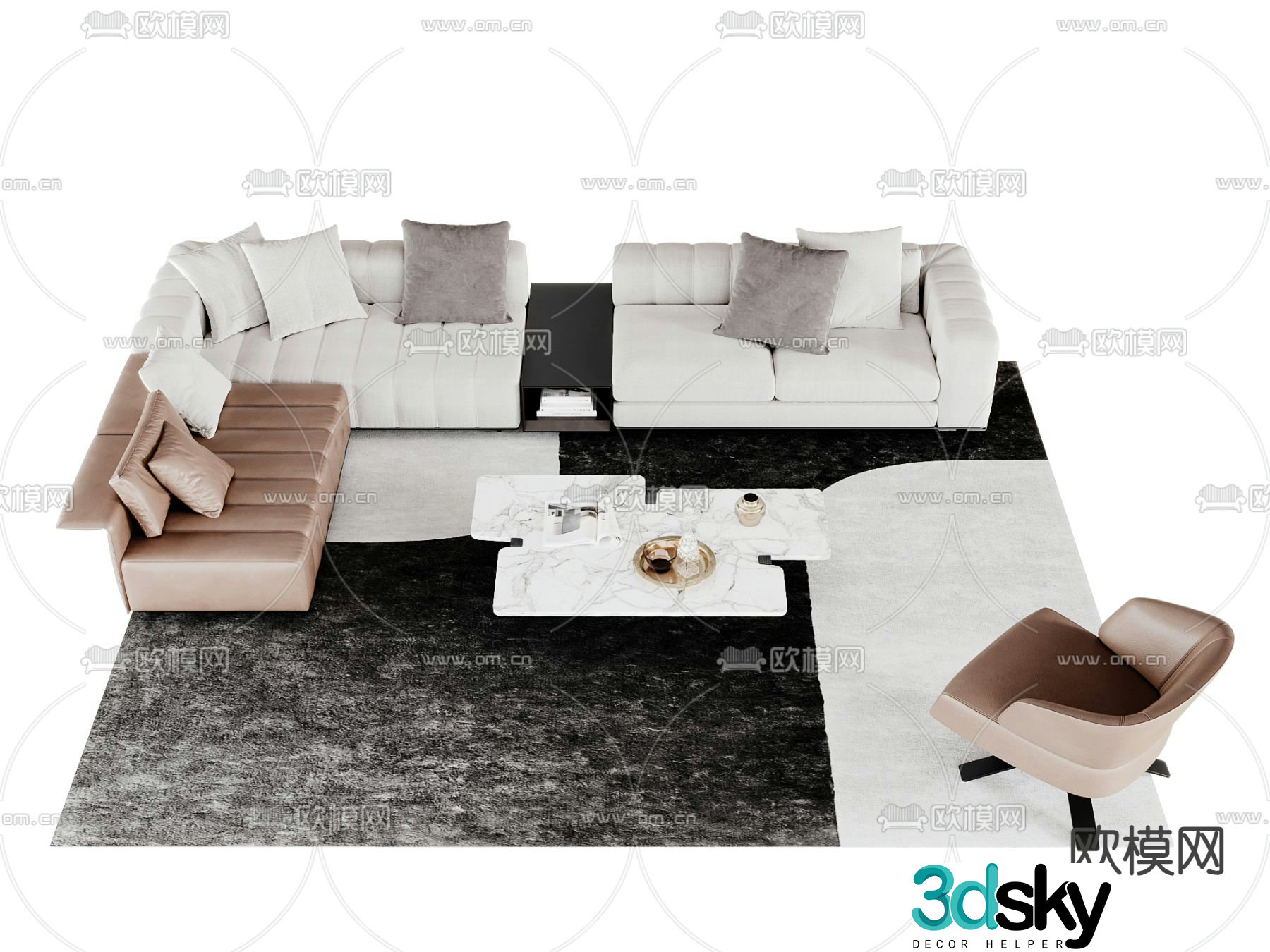 Modern modular sofa corner sofa 3d model