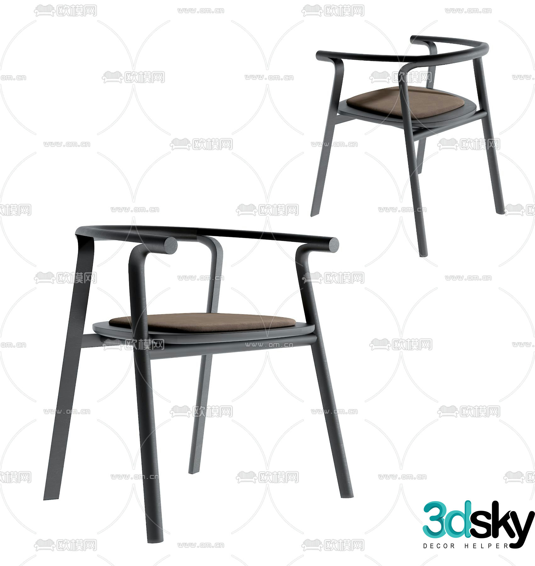 New Chinese style chair dining chair 3d model