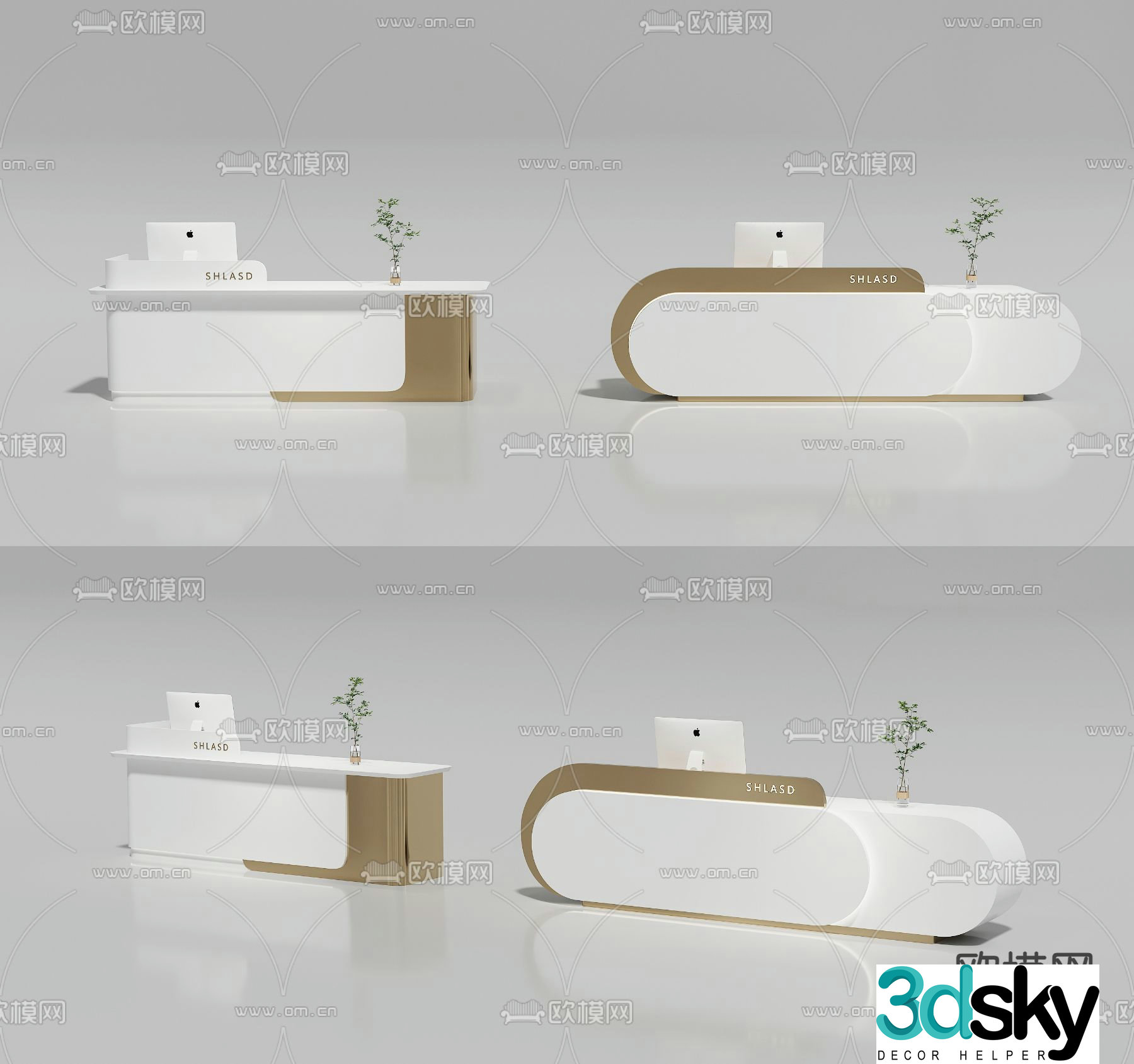 Modern front desk reception desk service desk 3d model