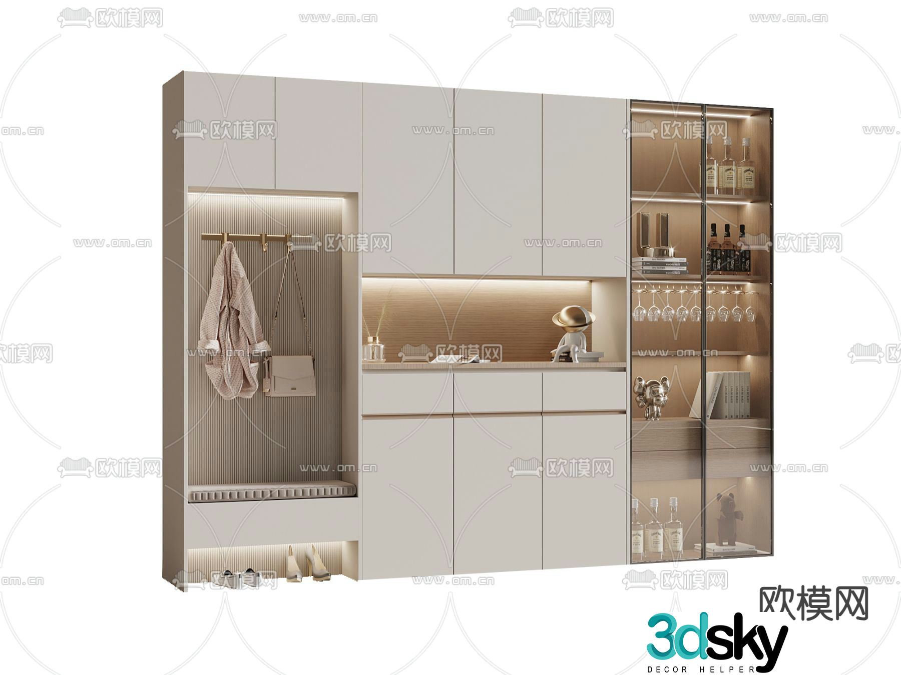 Entrance shoe cabinet wine cabinet 3d model