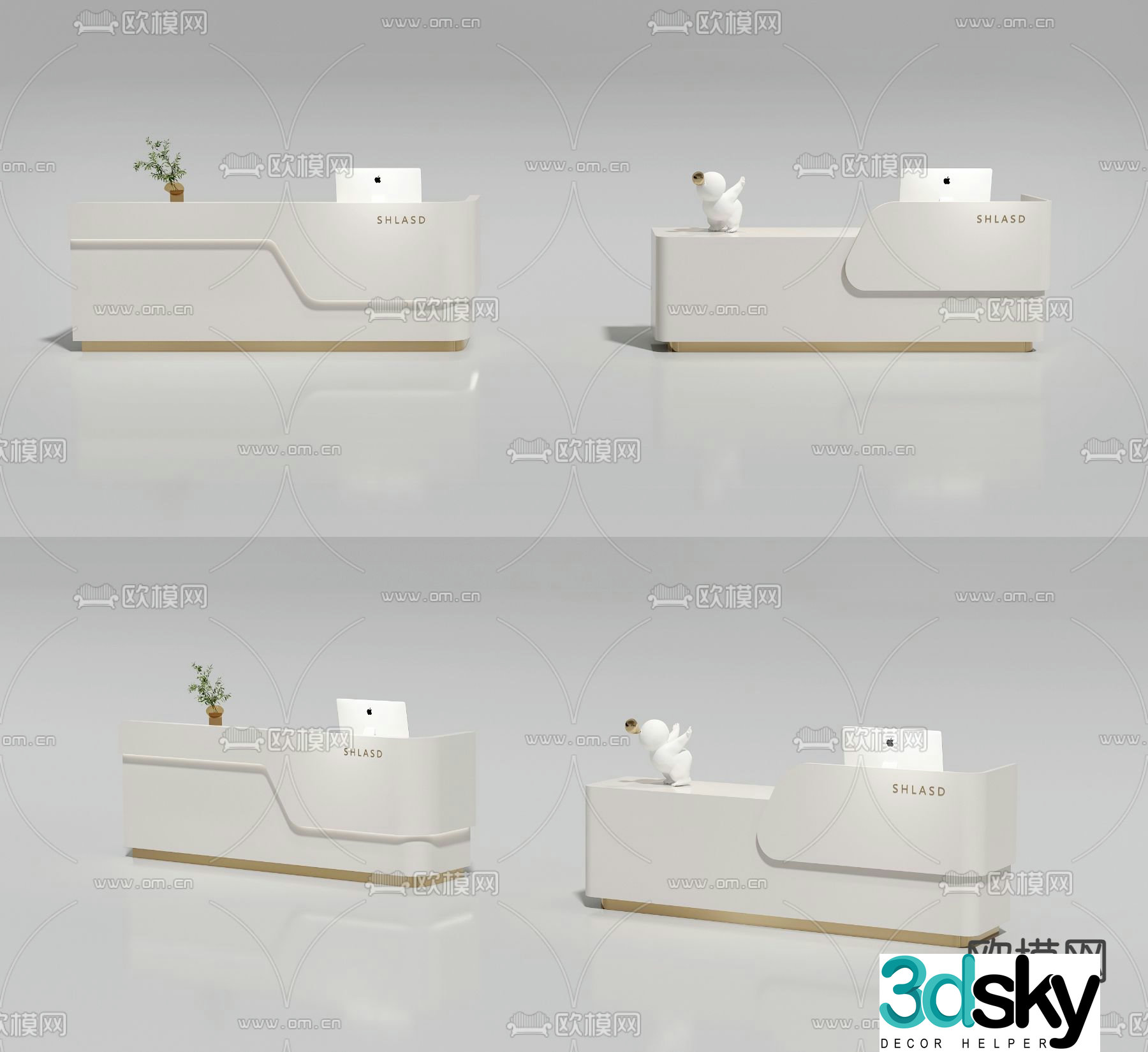 Front desk reception desk cashier 3d model