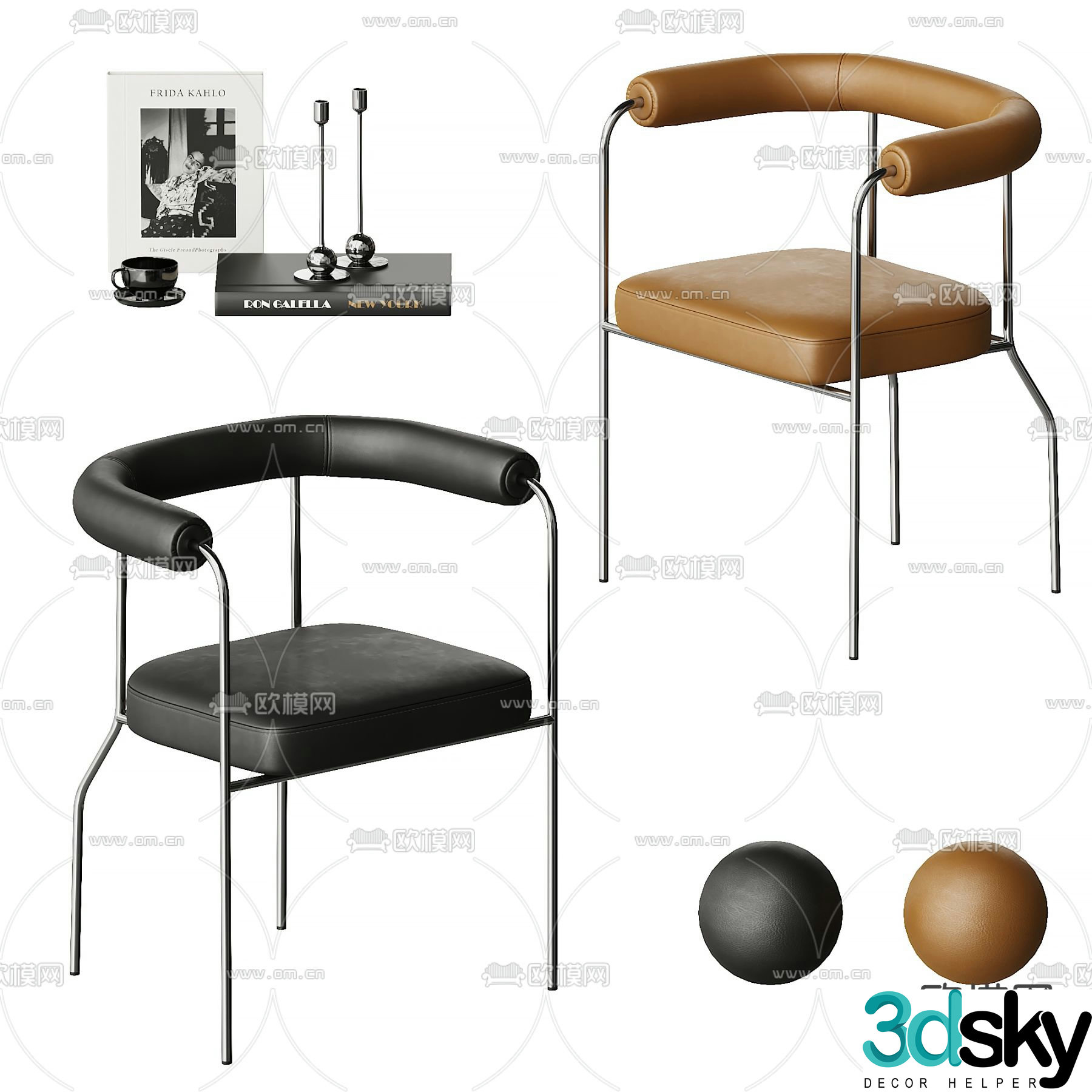 leather chair dining chair 3d model